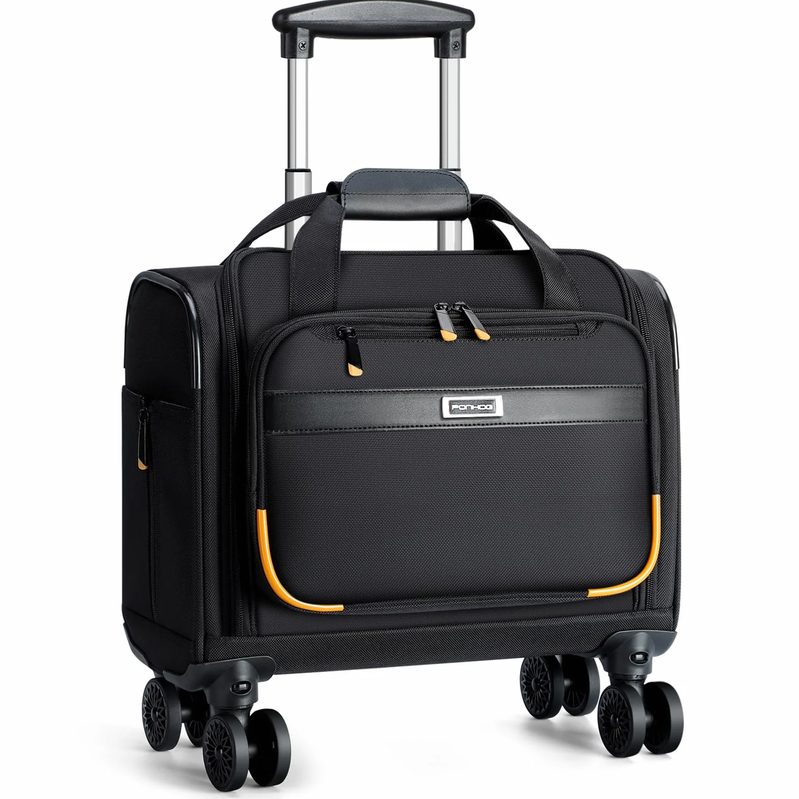 Ponhog Trolley per PC Portatili 15.6 Pollici, Borsa per Laptop con 4 Ruote Rimovibili, Nero