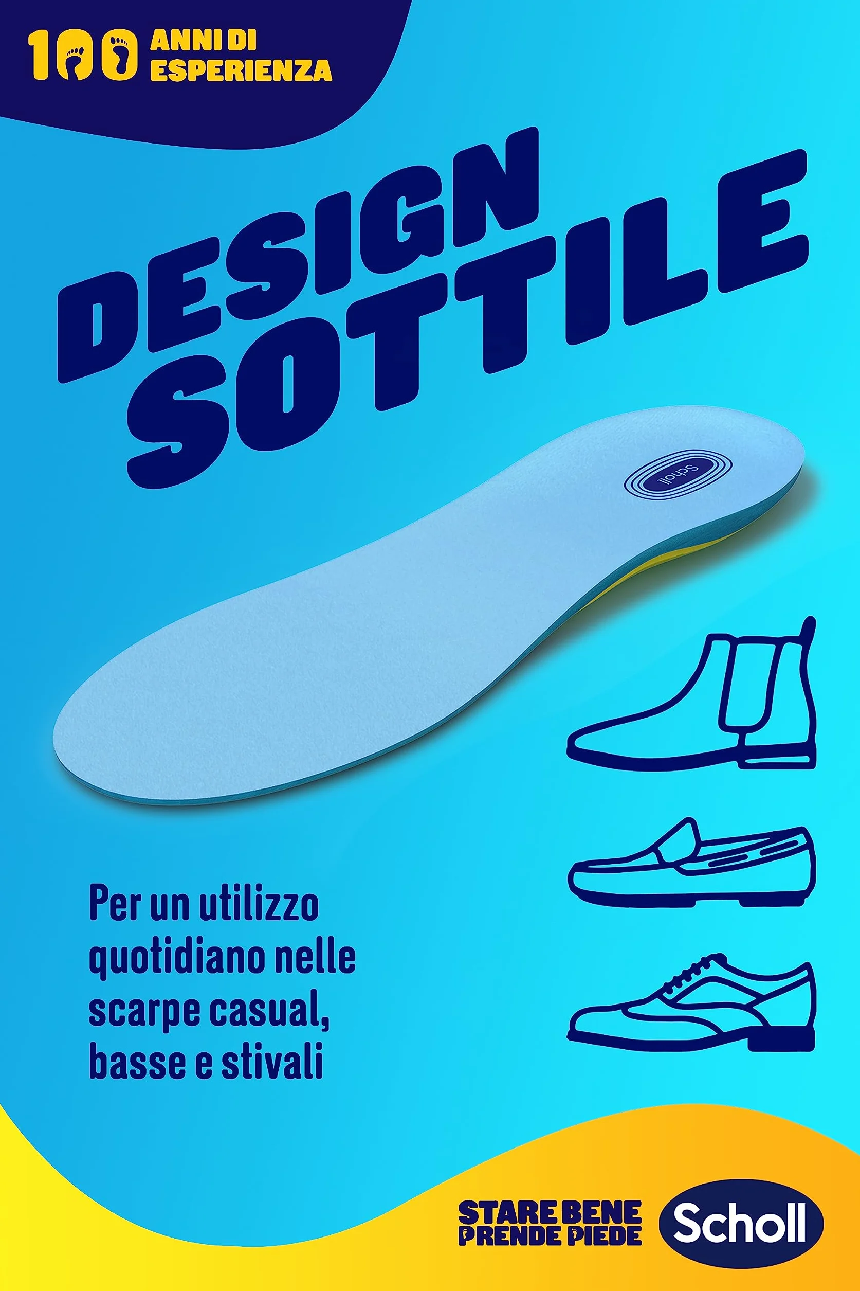 Scholl Solette Gel Activ Everyday, Solette per Scarpe Uomo Antiodore, Ammortizzazione, Misura 40-46.5, 1 Paio
