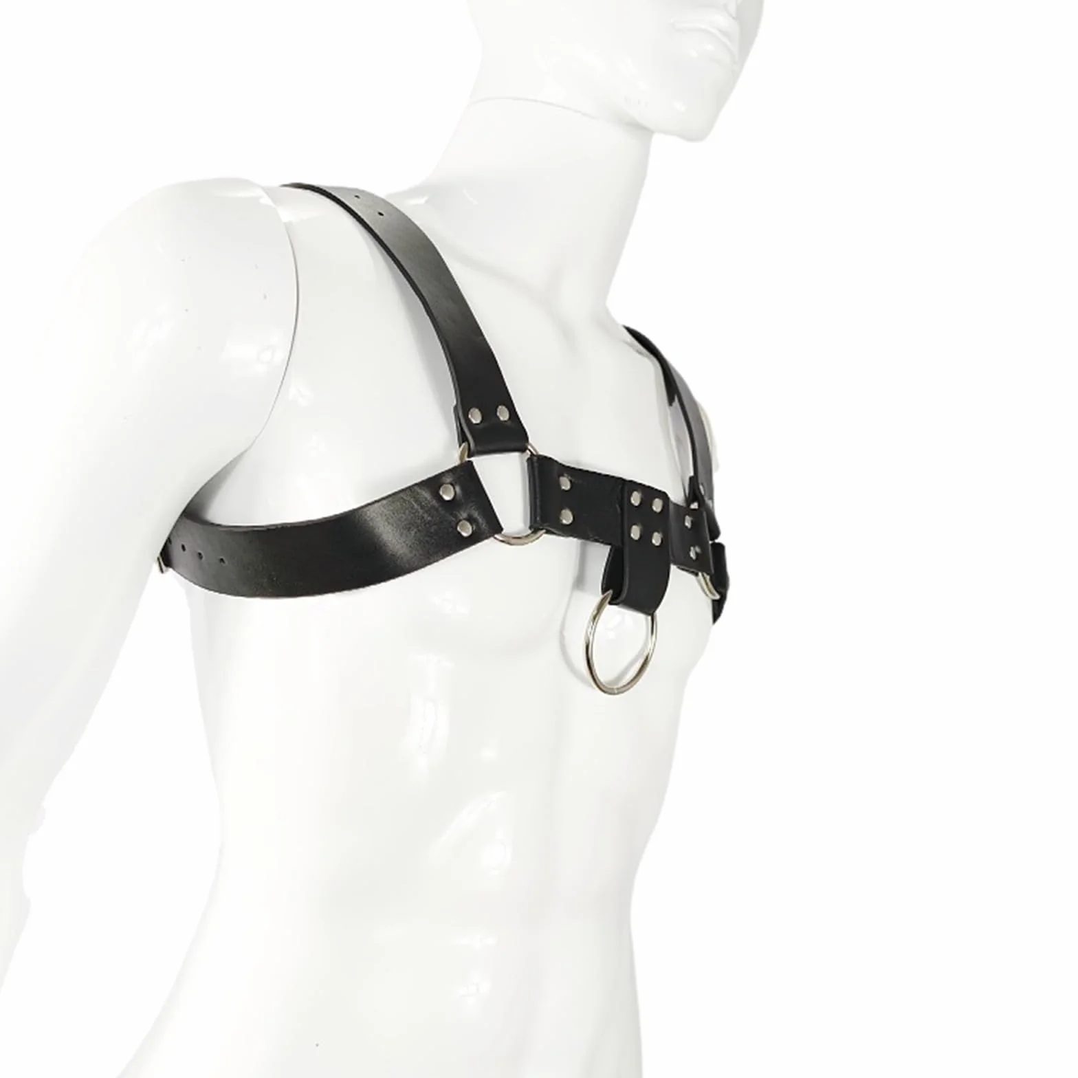 Imbracatura per Petto da Uomo in Pelle Nera Sexy Cinturino Regolabile Cuoio Corpo Pettorale Punk Gotico Fetish Cosplay