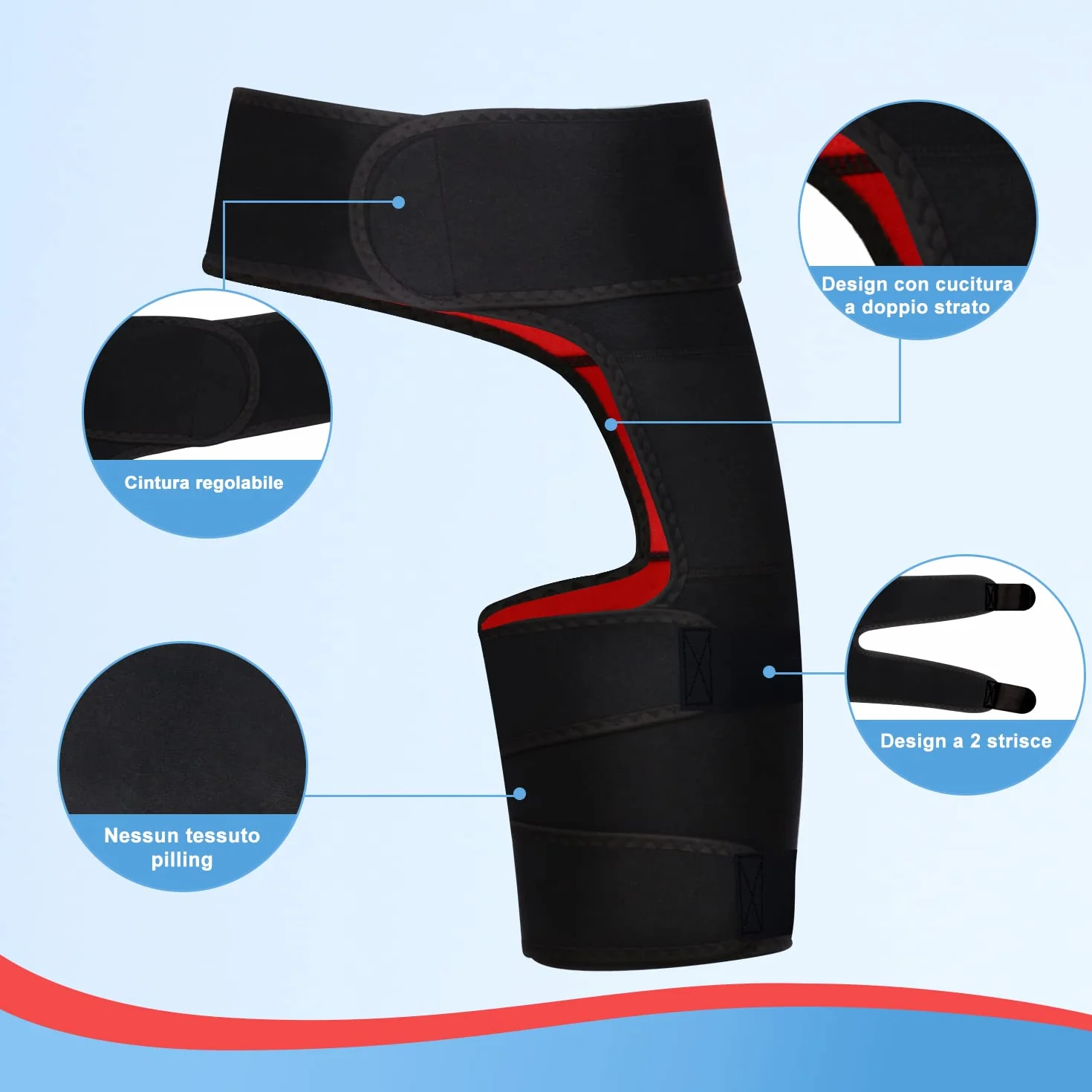 Supregear Supporto per Anca Coscia Compressione Fascia Tendine Ginocchio Antiscivolo Tutore Gamba Stabilizzatore Donne Uomini
