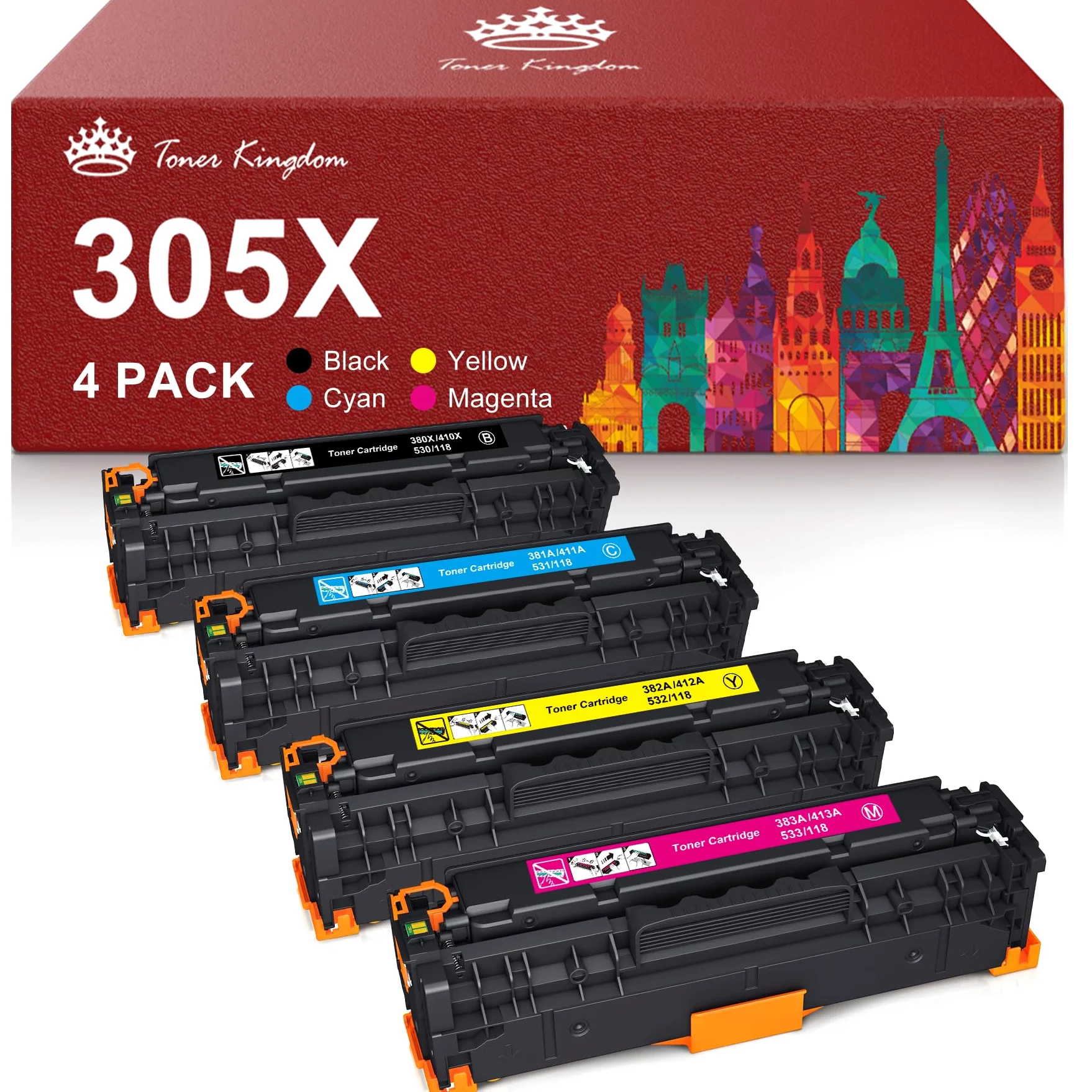 305X Compatibile per HP 305X CE410X 305A CE411A LaserJet Pro 400 | Compatibile per HP LaserJet Pro 400 color M451dn M451nw M451dw M475dn M475dw MFP M476dw M476dn Pro 300 color MFP M375nw