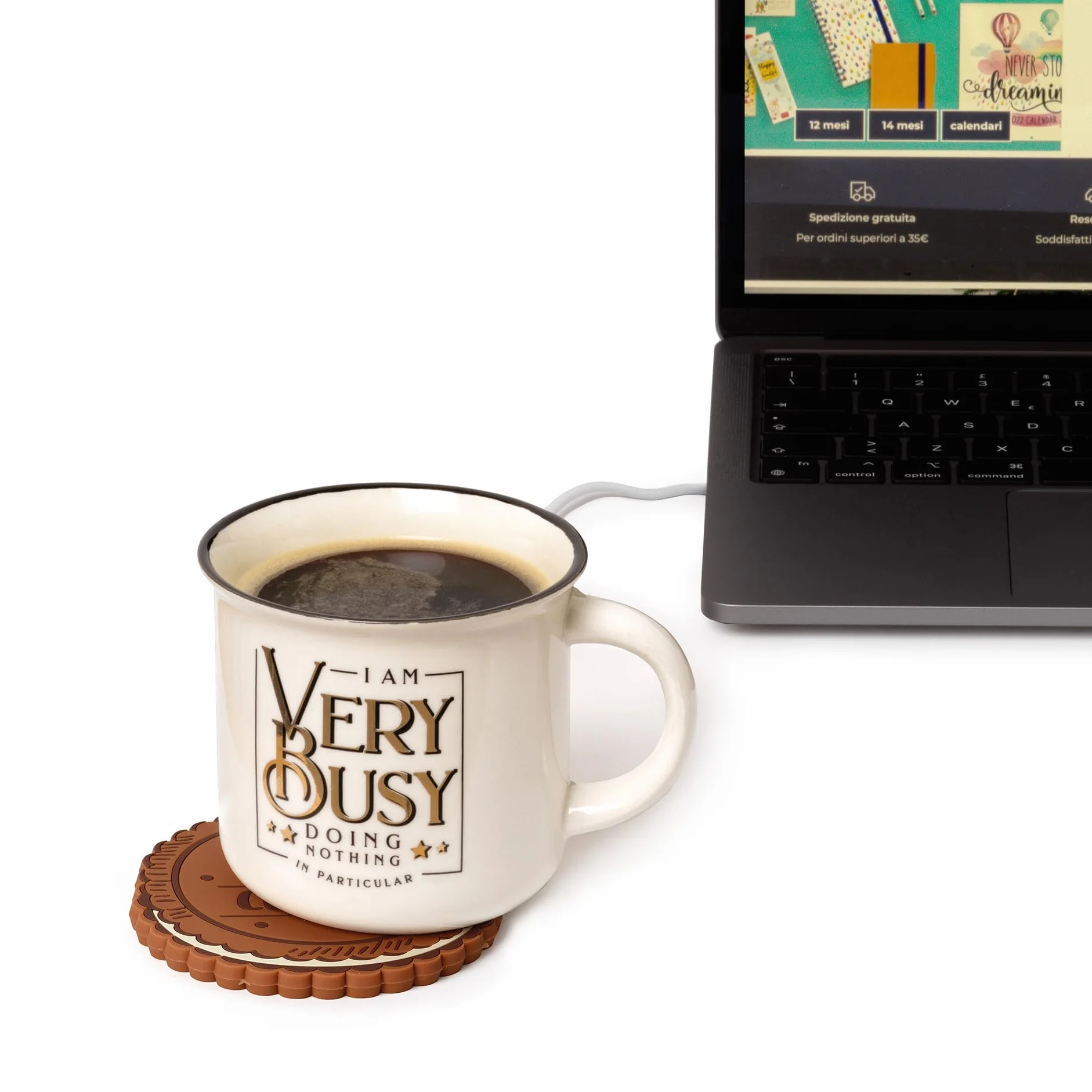 Legami - Scalda tazza, Warm it up, Tema Cookie, Cavo Type-C, 10 x 10 cm, in vinile, ideale per tazze e bicchieri con fondo piatto