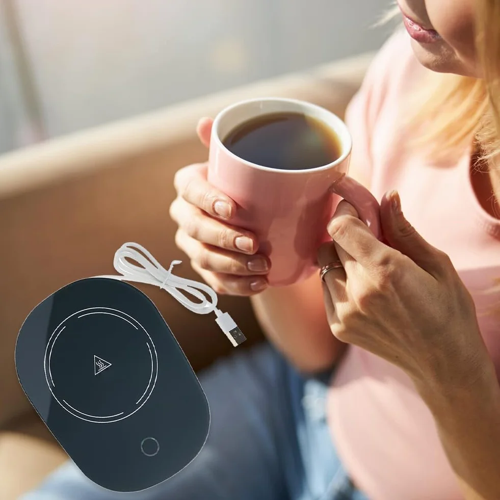 Scalda Tazza USB, Scalda Tazza, Scaldatazze da Caffè, Scalda Bevande, Sottobicchiere Elettrico, Utilizzabili per Caffè, Latte, Tè, Acqua, Regalo di Natale, Ldeale per la Stagione Invernale, Nero