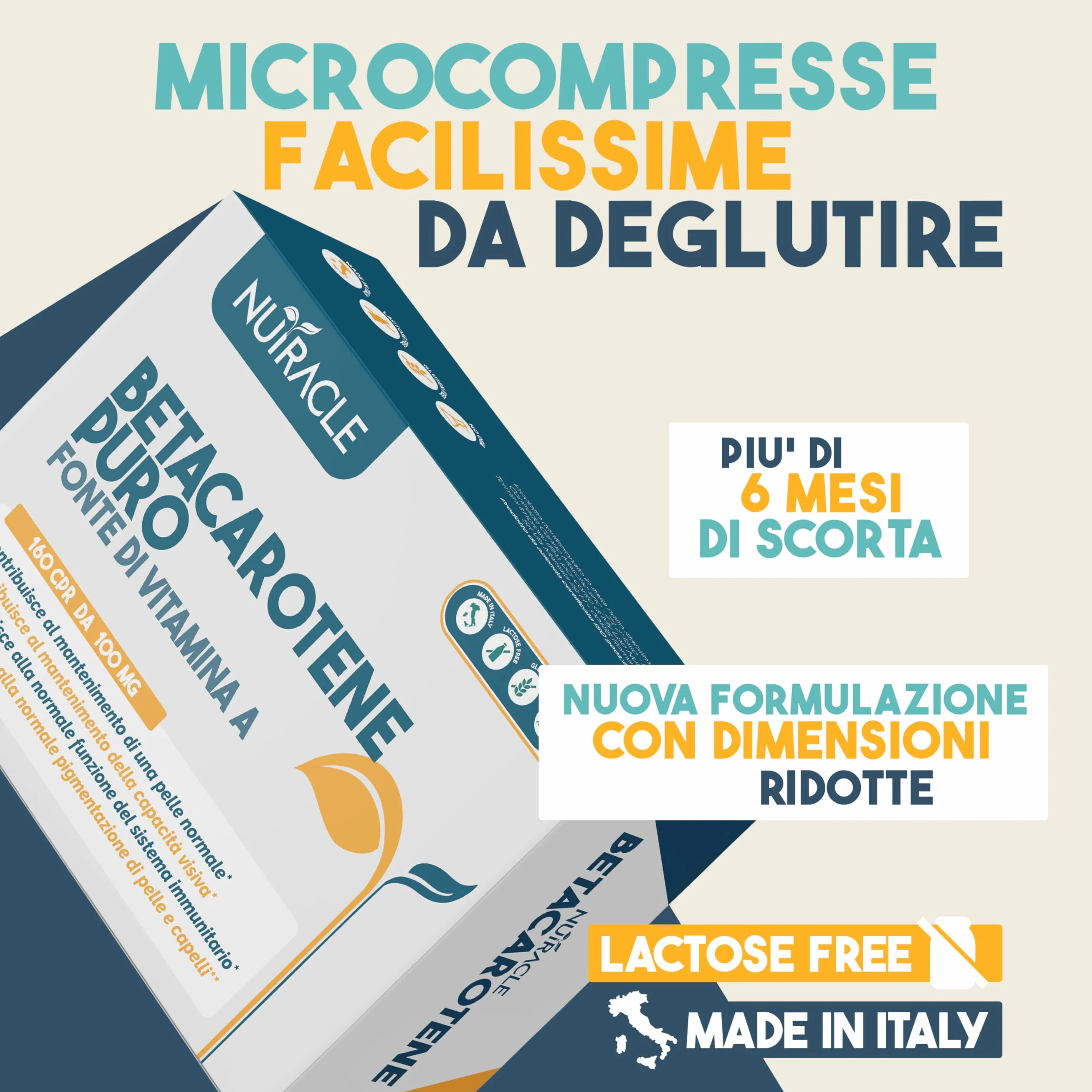 Nutracle Betacarotene 160 compresse Integratore Beta-Carotene Rame Abbronzatura Forte Vista Alta Concentrazione Pro Vitamina A
