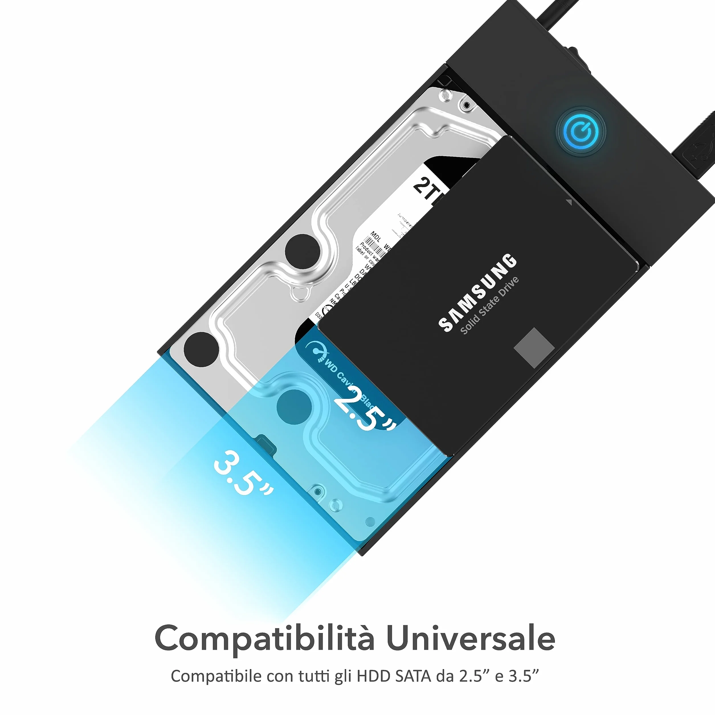 SABRENT Case SSD HDD Hard Disk Esterno SATA 2.5 3.5" USB 3.2 Docking Station 22TB UASP EC-KSL3