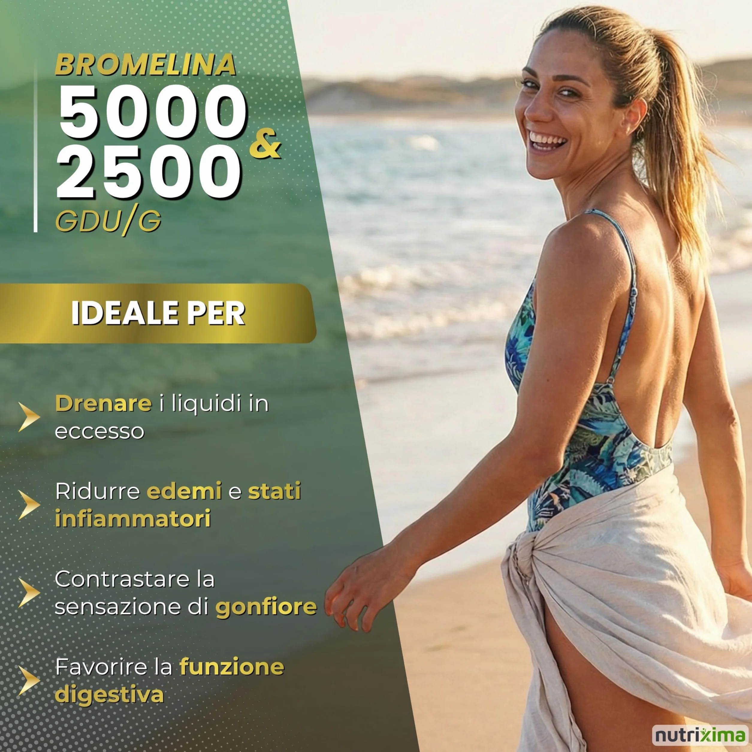 Bromelina Forte Drenante 2500+5000 GDU 40cpr con Tarassaco Made in Italy NUTRIXIMA®