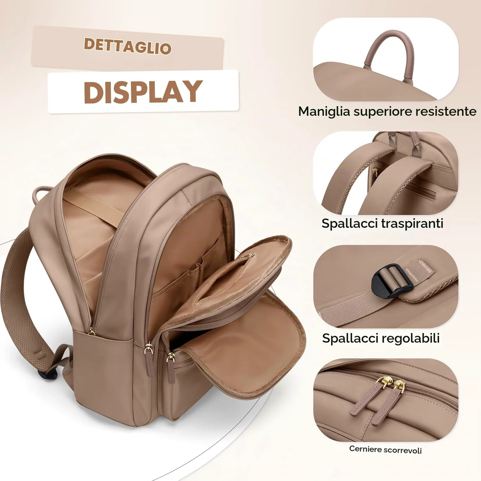 GOLF SUPAGS Grande Capacità Zaino per PC Portatile da 15.6 Pollici, Zaino da Viaggio Multifunzionale da Donna, Zaino per Lavoro Scuola