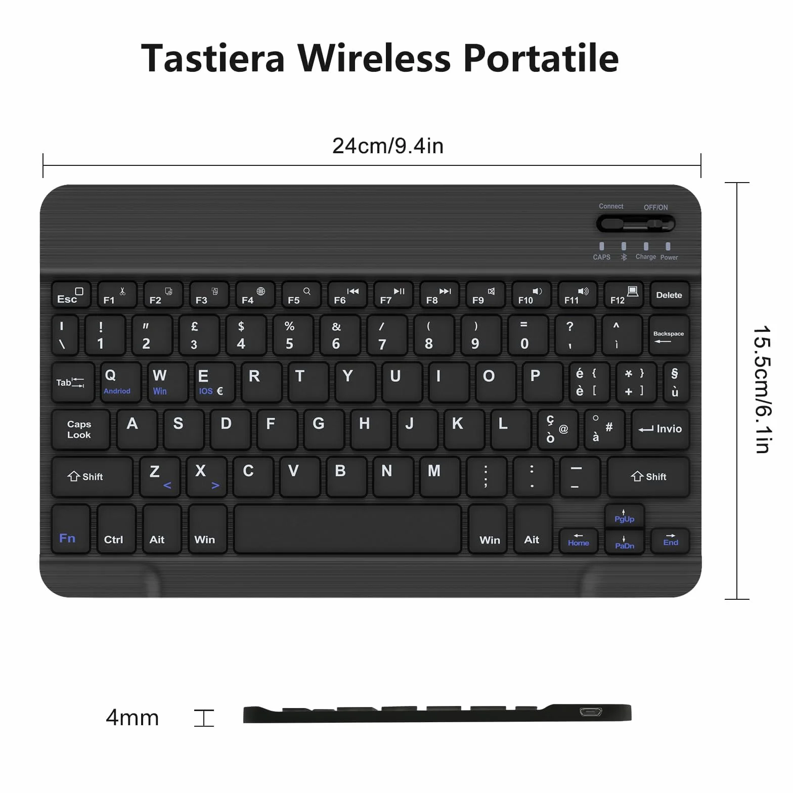 WINCHKING Bluetooth Tastiera per Tablet, Retroilluminata Tastiera wireless ultrasottile, Keyboard sottile e leggera per iPad, Android Samsung Tablet, Xiaomi Redmi Pad, Huawei, Lenovo Teblet, Nero
