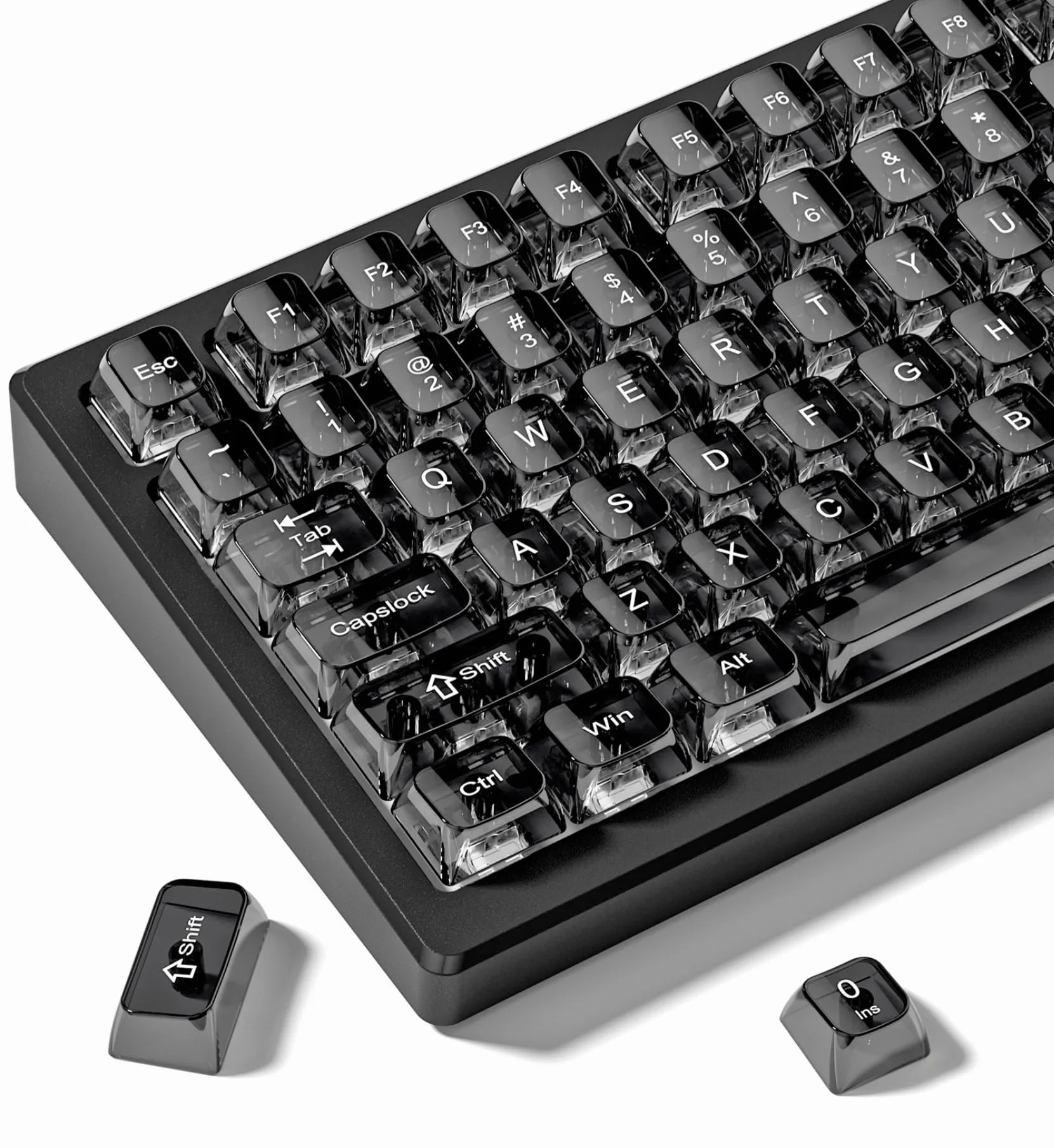 dagaladoo Grigio chiaro keycaps, copritasti trasparenti 60 75 100 percento, in ceramica Jelly Key Caps, Shine Through Keycaps.,MDA Profile Keyboard Key Cap per Mx Switch tastiera meccanica (115 tasti)
