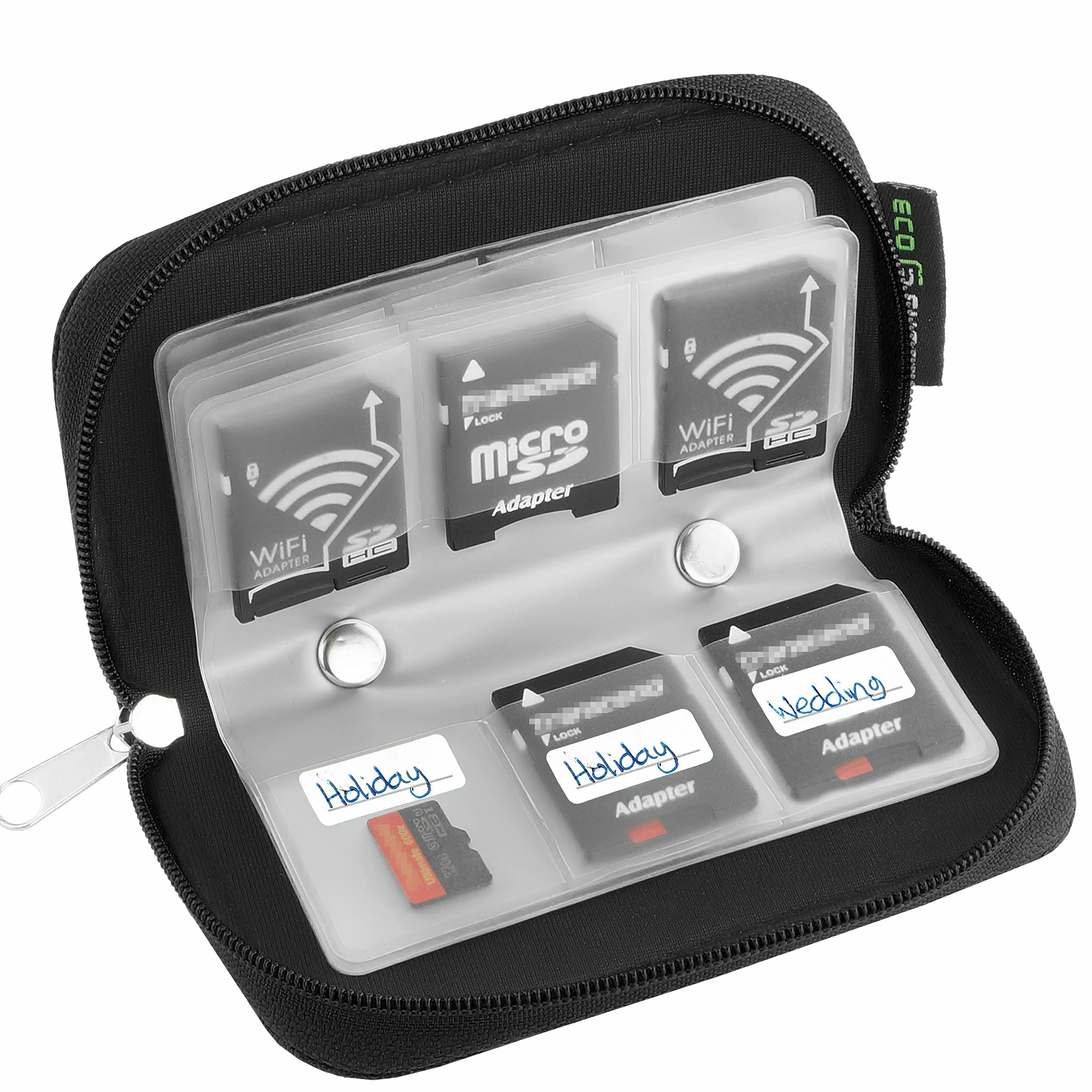Custodia per Schede di Memoria Eco-Fused - Adatta per un Massimo di 22x SD, SDHC, Micro SD, Mini SD e 4x CF - Porta con 22 Scomparti (Nero)