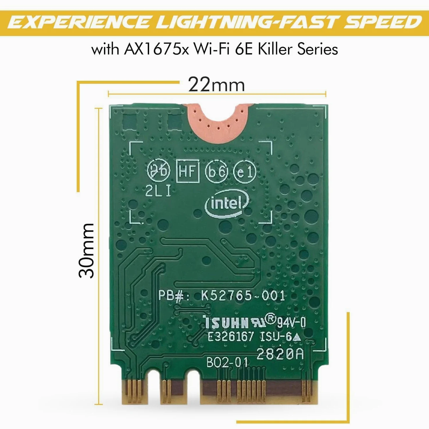AX1675x Killer Series Upgraded WiFi 6E Adapter | Gaming WiFi Adapter | M.2 Wifi Card | 2.4 Gbps WiFi for PC | Supports Bluetooth 5.3 & Intel, AMD with Windows 10+, Linux (AX1675x)