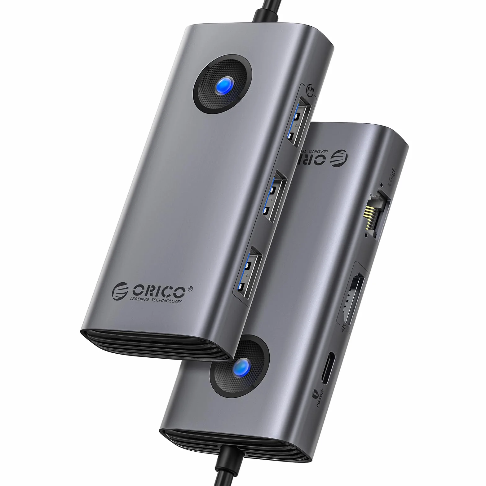 ORICO Docking Station, 6 in 1 Hub USB C con HDMI 4K@30Hz + PD100W + 3 USB 3.0 + Ethernet, 5Gbps USB C Hub Multiport Adattatore per MacBook/Dell/HP/Surface/Lenovo