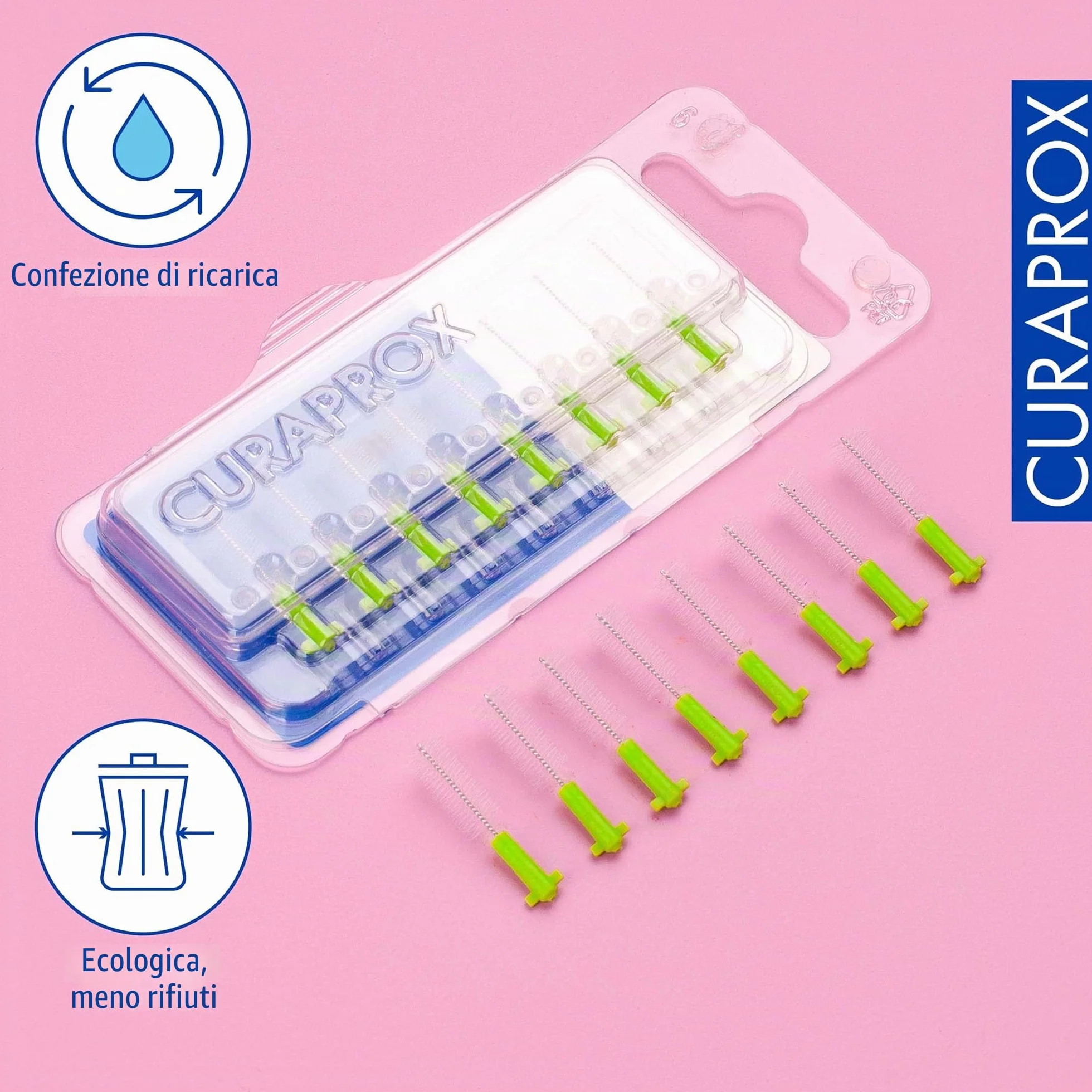 Curaprox CPS 011 Prime-ISO Ricariche Spazzolino Interdentale Dimensione 3 Verde 8-Pack