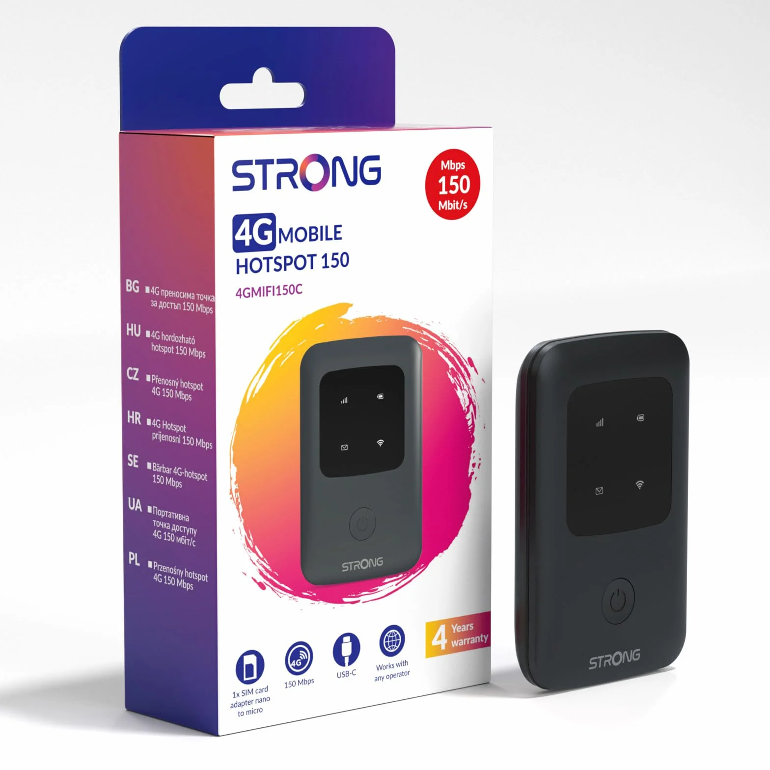STRONG 4G AIRSPOT 210 Saponetta WiFi Portatile 4G LTE CAT4 150Mbps Hotspot Tascabile Fino a 10 Dispositivi Batteria Ricaricabile USB-C Power Bank