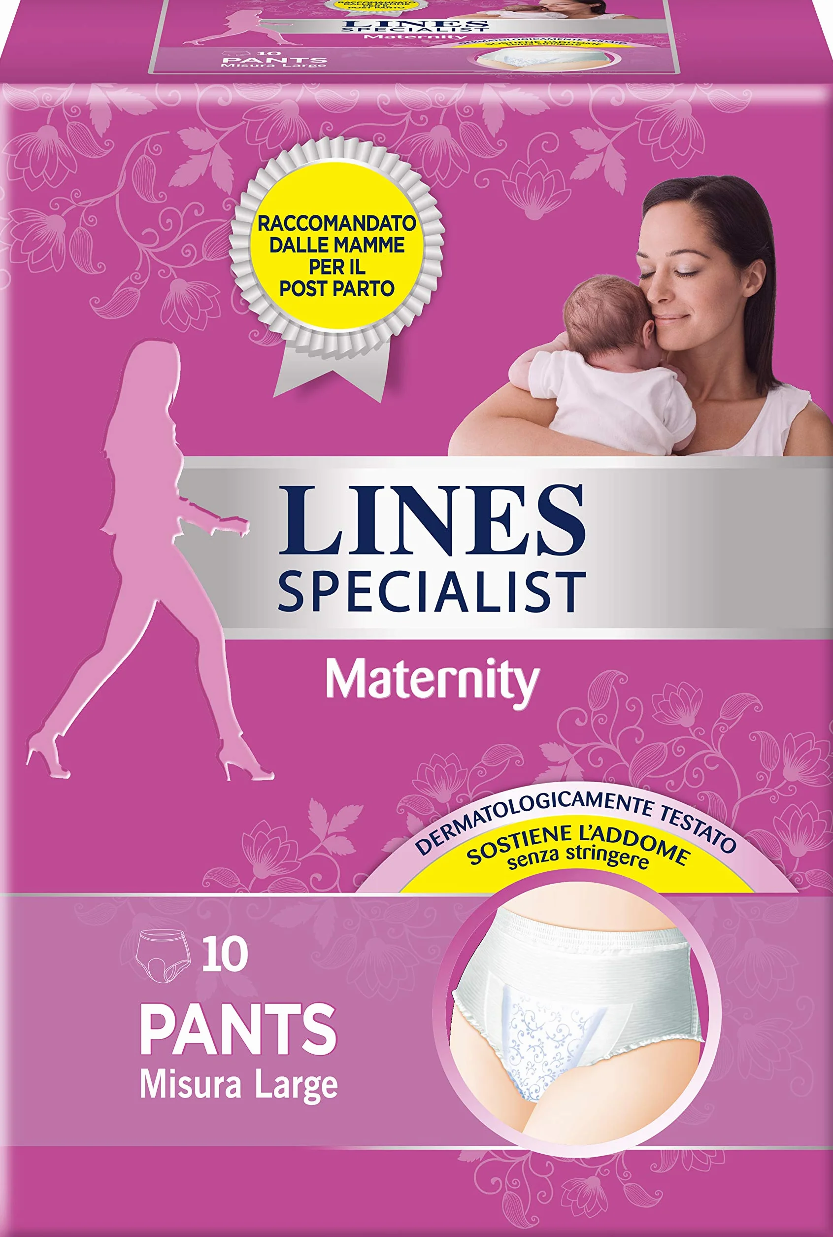 Lines Specialist Maternity Mutande Assorbenti Post Parto Taglia L (95-125 cm) - 10 Pezzi