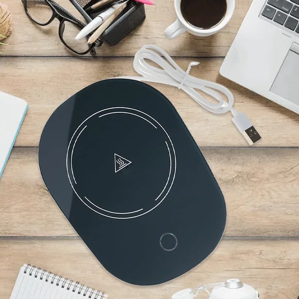 Scalda Tazza USB, Scalda Tazza, Scaldatazze da Caffè, Scalda Bevande, Sottobicchiere Elettrico, Utilizzabili per Caffè, Latte, Tè, Acqua, Regalo di Natale, Ldeale per la Stagione Invernale, Nero