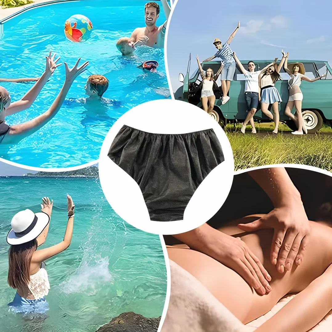 Mutande Usa e Getta Unisex in Tessuto Non Tessuto per Viaggi, Campeggio, Spa (Nero)
