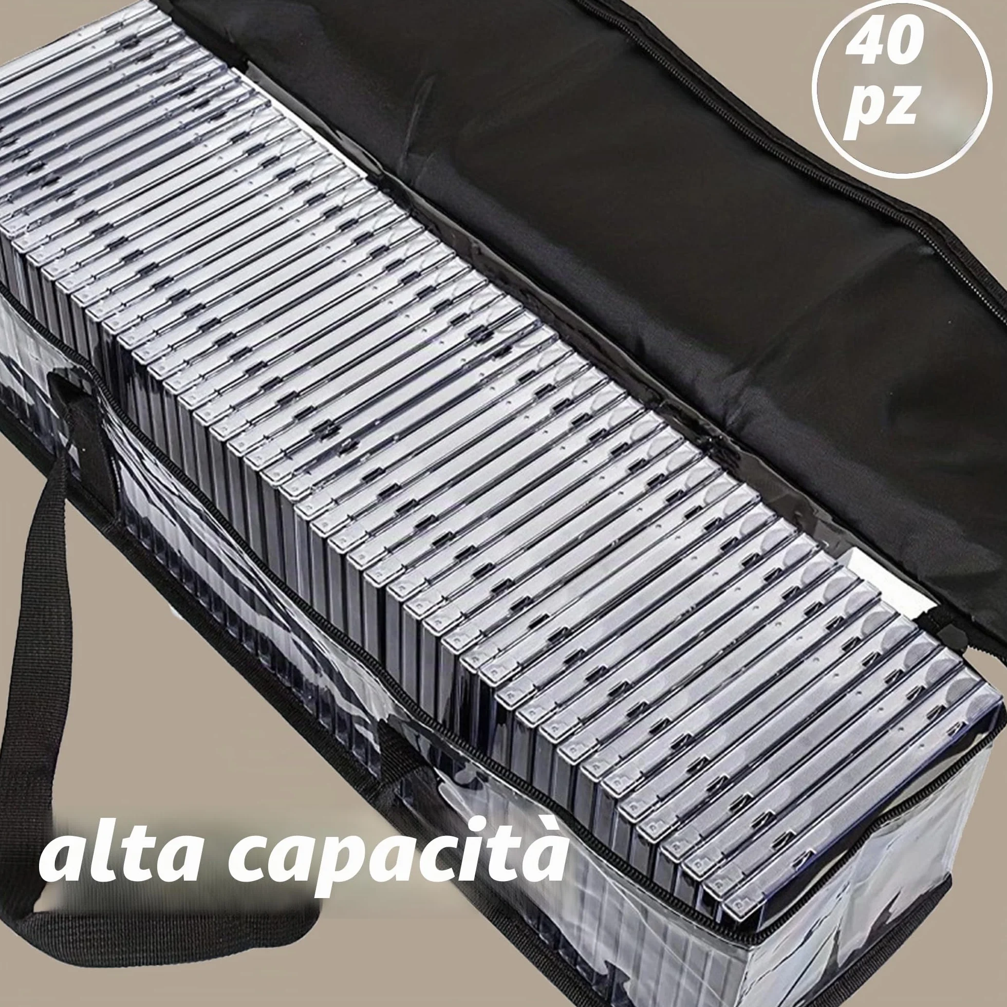 2 Pezzi Borse Porta Portatile per DVD, Custodia per Dvd Resistente Acqua Trasparente di Grande Capacità Custodia, Borse di Archiviazione per Trasporto per CD, Album, Libri (60x22x15.2cm)