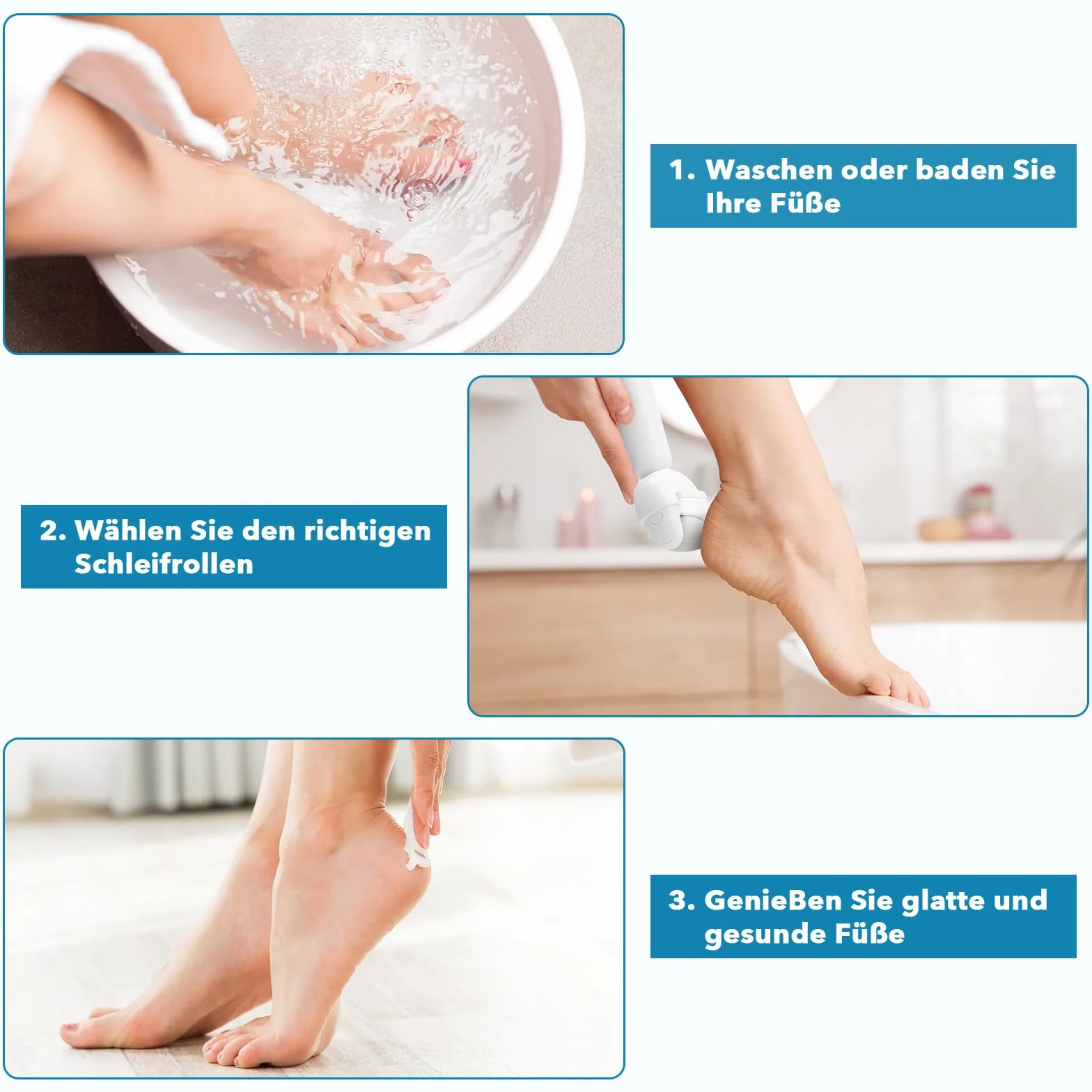 MYCARBON Pedicure Elettrico Impermeabile Ricaricabile 5 Rulli con Grane Diverse Rimuove Calli Pelle Secca