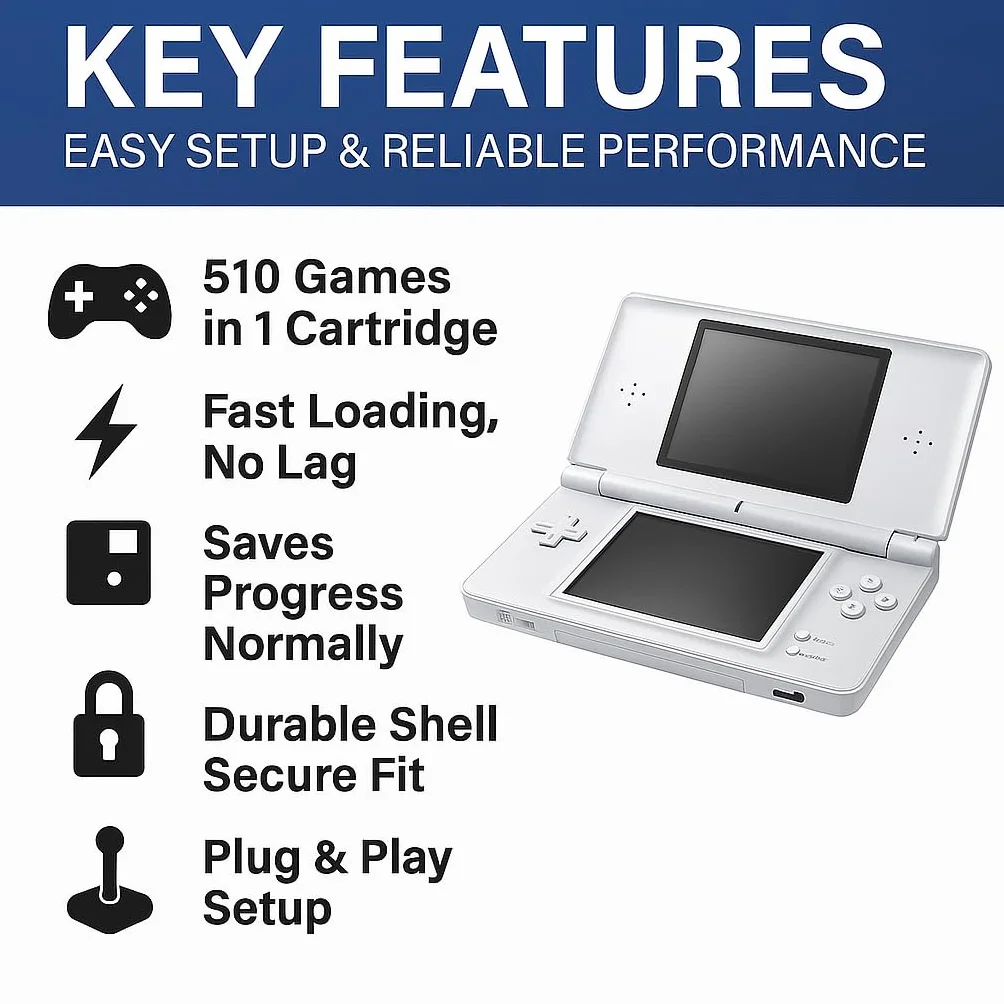 Cartuccia da gioco 510 in 1 DS - Mappa combo classica retrò con 510 Spielen - compatibile con NDS, NDSi, 2DS, 3DS, nuovo 3DS e DS Lite