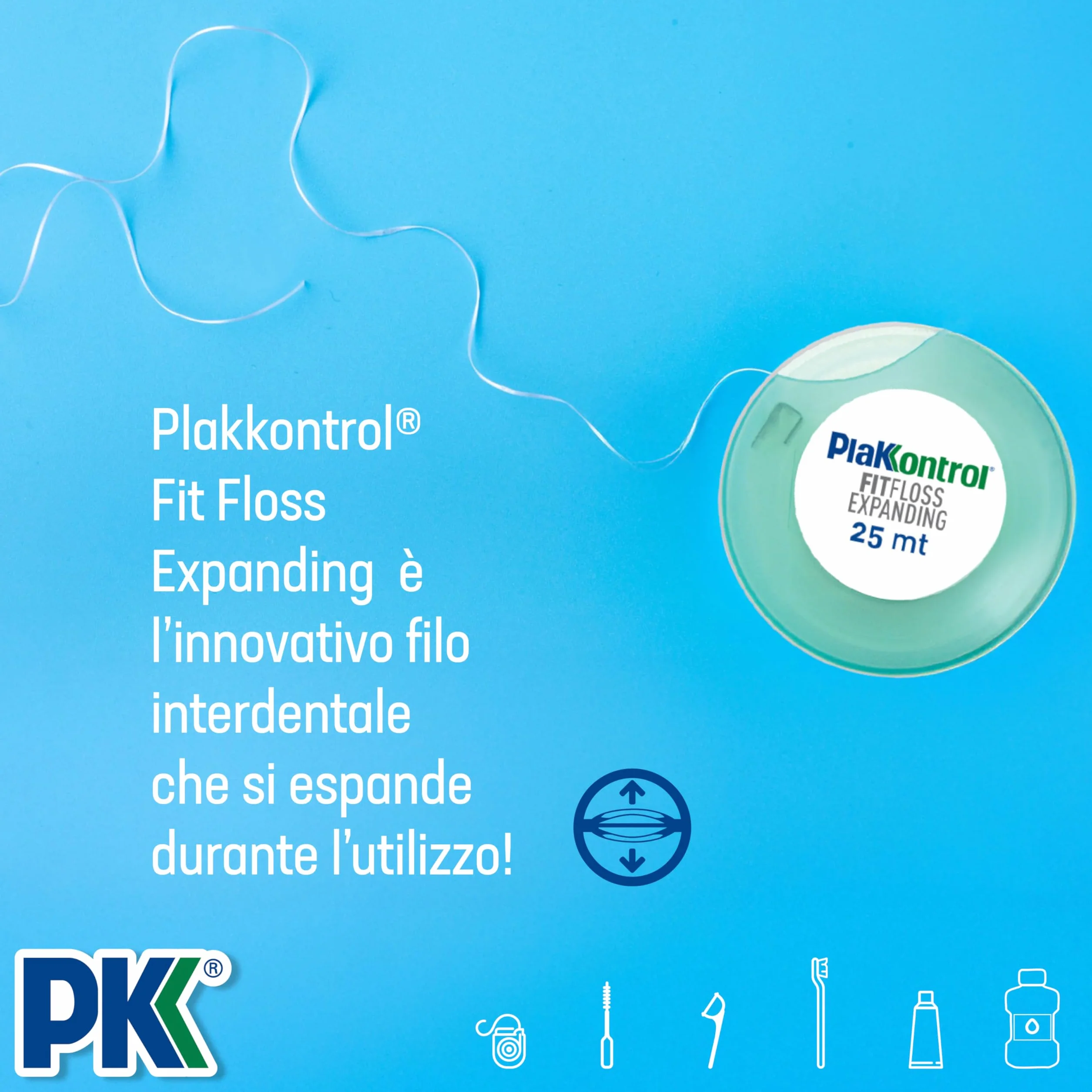 Plakkontrol® Fit Floss Expanding filo interdentale espandibile cerato gusto fresh mint 1 pz 30 g