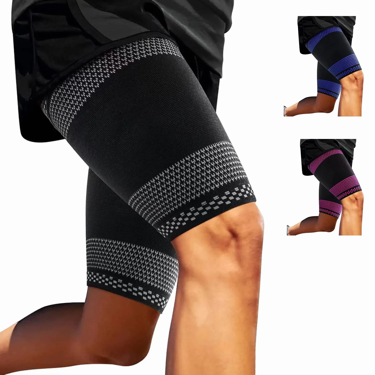 ABYON 2 pezzi fasce supporto coscia compressione traspiranti elastiche per bicipite femorale quadricipite inguine antiscivolo