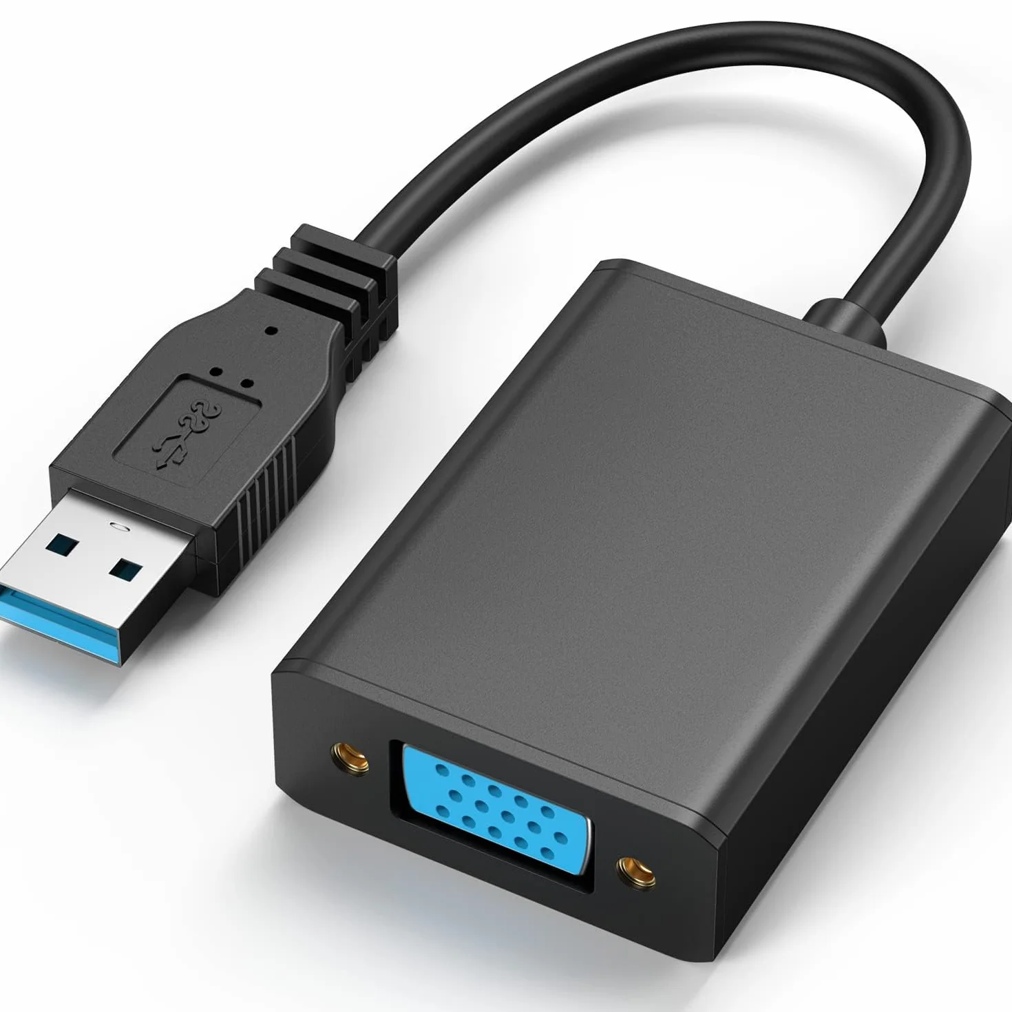Generico USB a VGA Adaptador, USB 3.0/2.0 a VGA 1080P Conversor (Macho a Hembra)，Convertidor de Cable Externo de Pantalla Múltiple para Win 10/8.1/8/7/XP