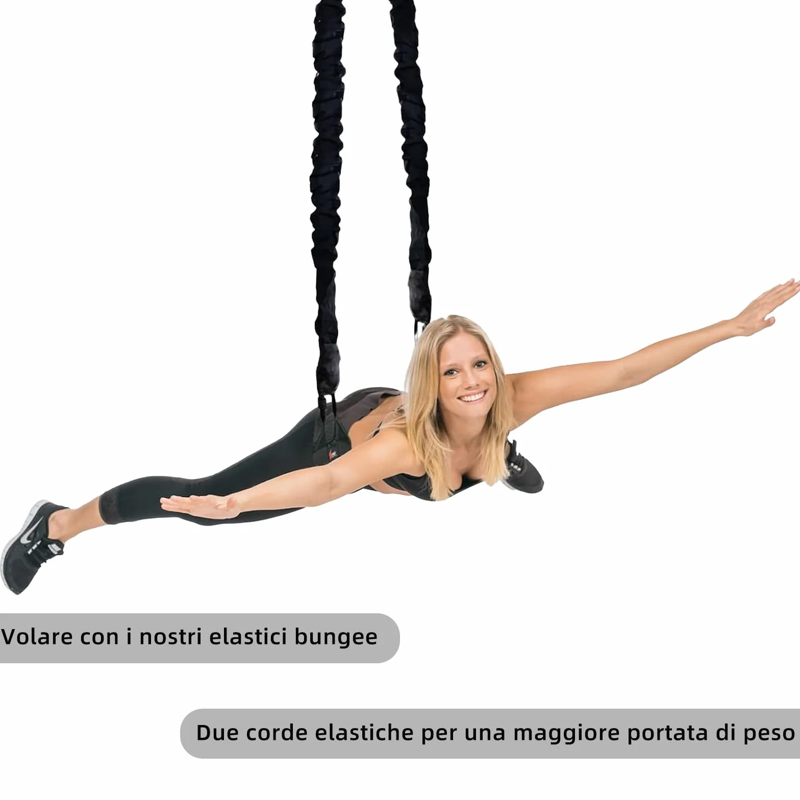 PRIOR FITNESS Cavo Bungee per Yoga Aerea e Bungee Fitness, Fascia Elastica 50-120kg, Lunghezza 1m, Nucleo Lattice Naturale