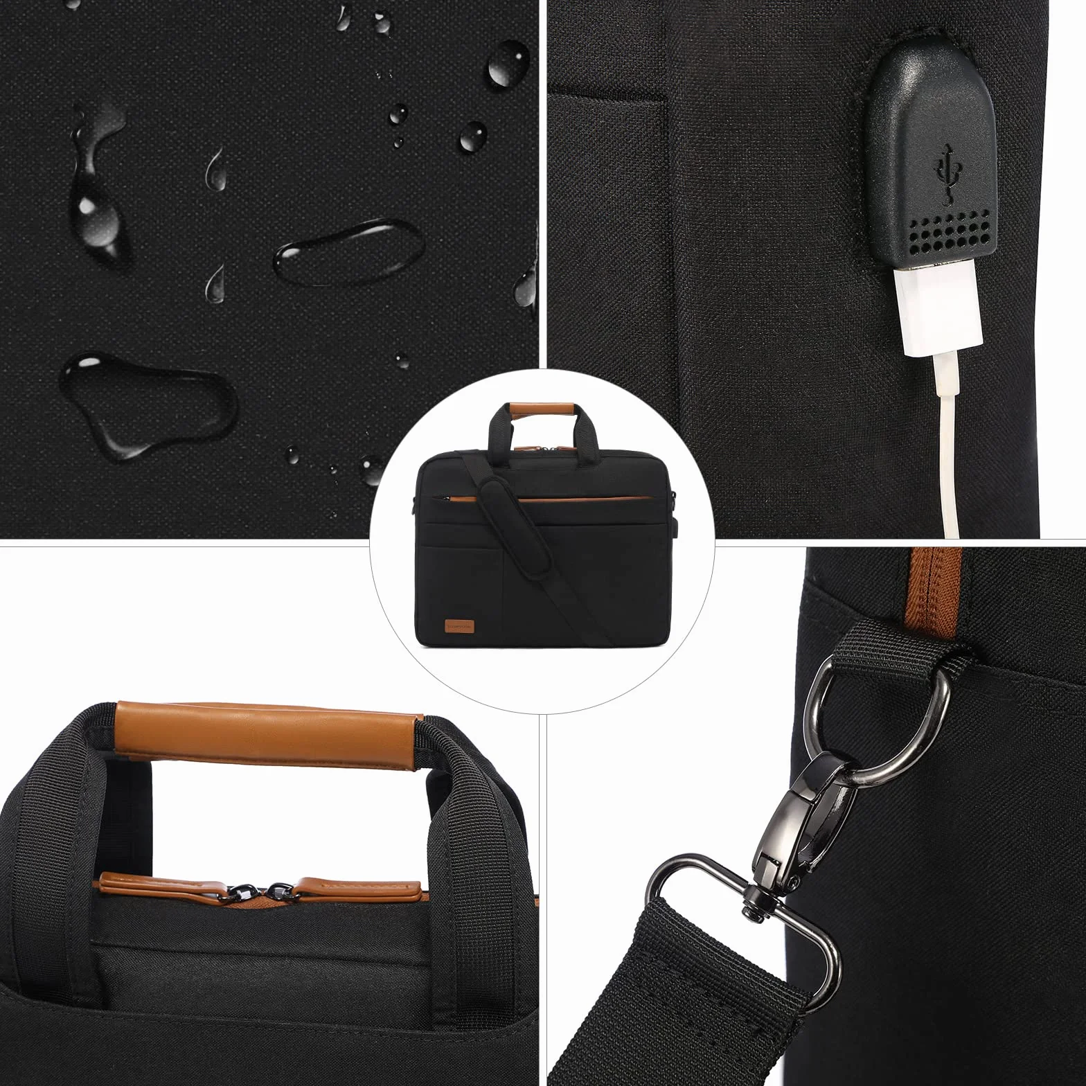 LOVEVOOK borsa per laptop 17 pollici borsa per laptop impermeabile da uomo borsa per notebook valigetta per affari/viaggi/lavoro, nero