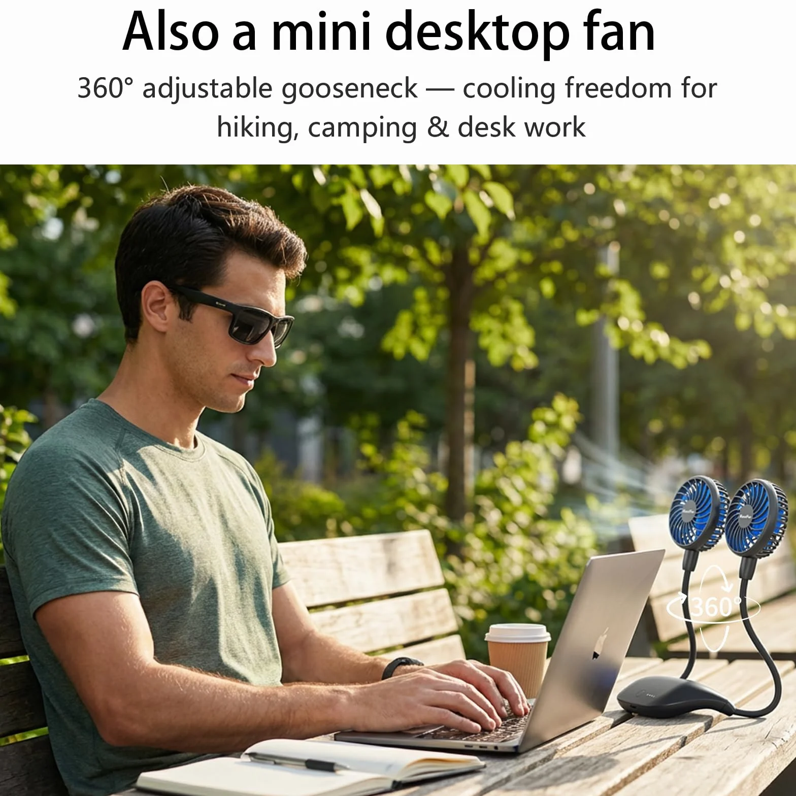 HandFan Ventilatore Collo Portatile,10000mAh USB Ventilatore,Mini Doppia Ventola 360° Girevole 6 Velocità 48ore di orario di lavoro Per Viaggi,Sport