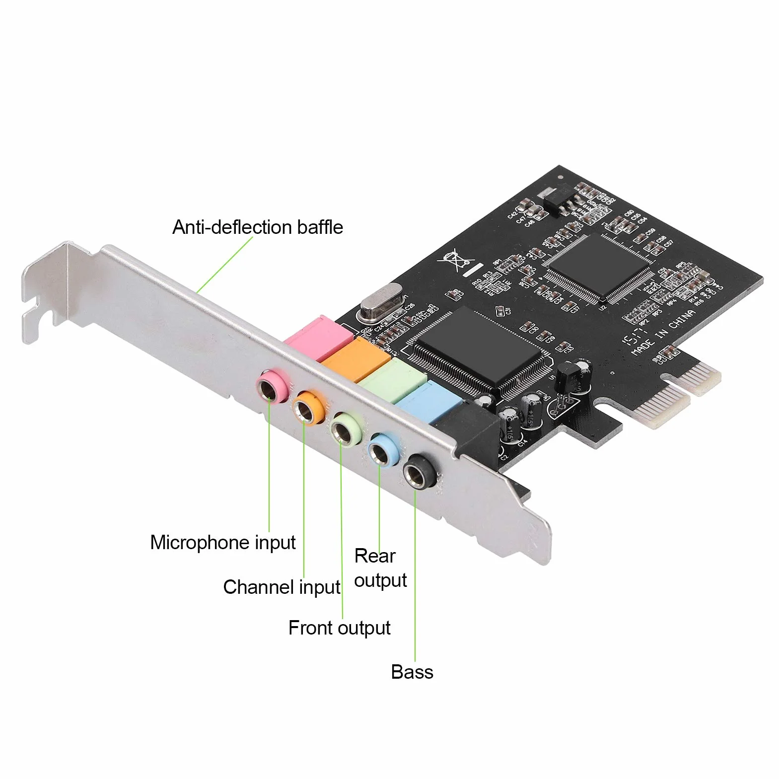 Scheda Audio 5.1 Full-duplex, Scheda Audio Interna 5.1 con Funzione di Cancellazione del Bilanciamento del Rumore e Frequenza di Campionamento Audio a 24 Bit, per PC