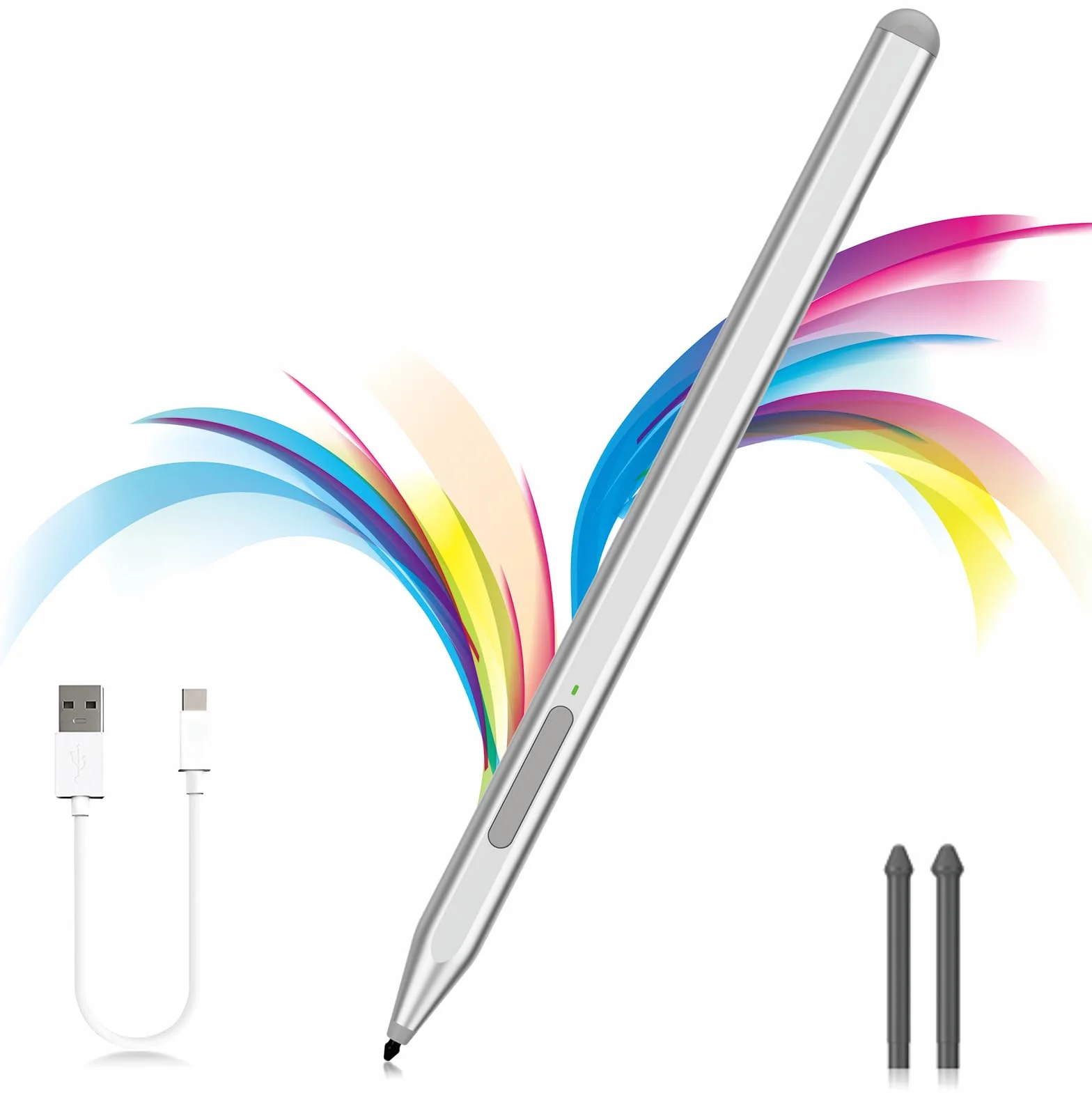 Milikilo Penna Stilo per Microsoft Surface Pro12/11/10/9/8/X/7+/6/5/4,Surface Go 4/3/2/1,Surface Laptop1-5/Studio/Book3/2/1,Riconoscimento del Palmo Mano,Funzione Inclinazione,1024 Pressione (Argento)