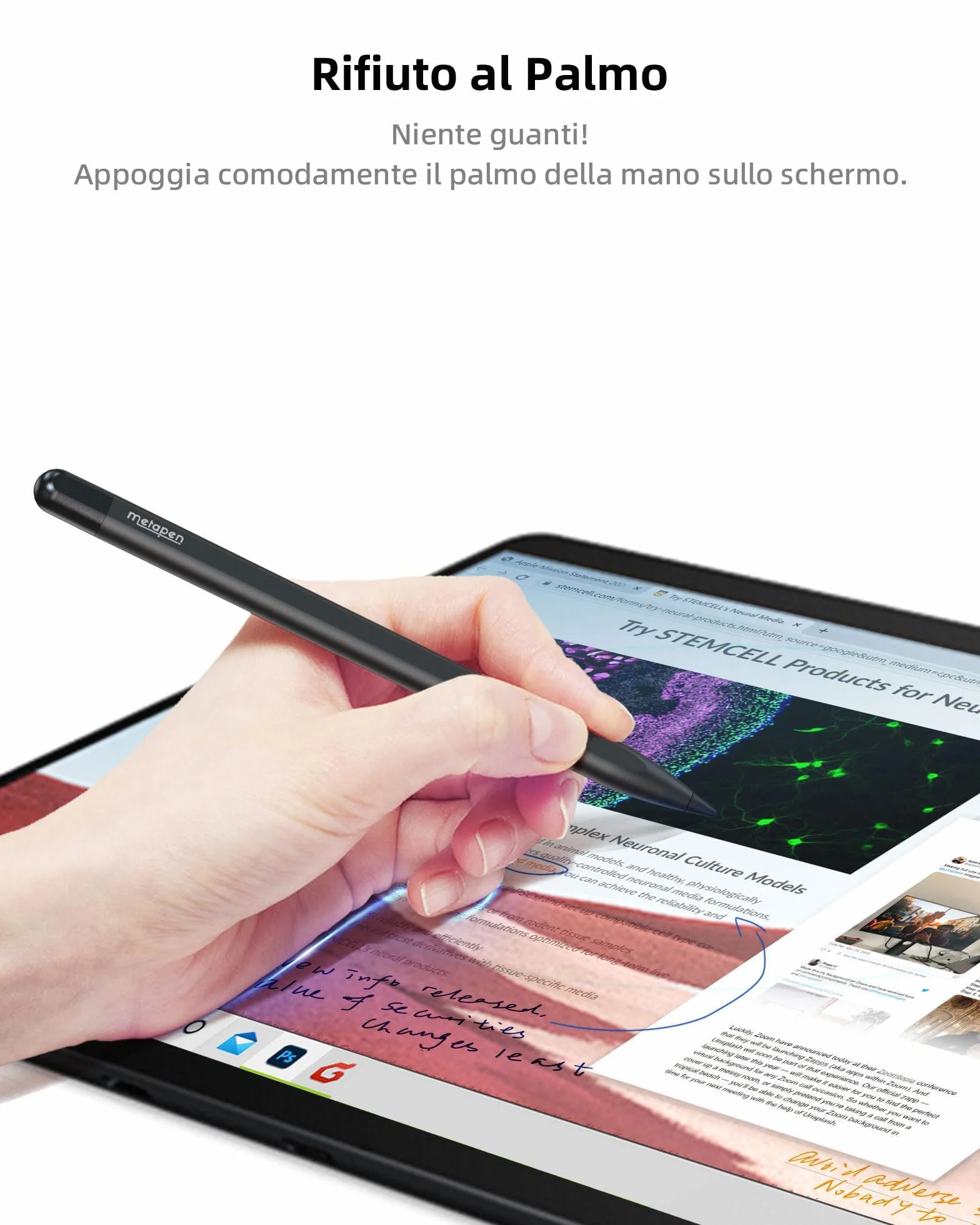 Metapen Penna M1 per Surface,1024 Pressione,USB-C (300 Ore di Durata della Batteria), Doppio Magnete Incorporato,Penna per Surface Pro 10/X/8/7/6/5/4/3,Surface 3/Surface Duo/Studio/Book/Kobo/ASUS