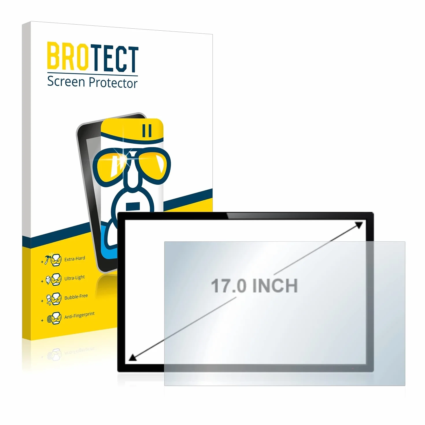 brotect 17" Pellicola Protettiva per PC touch panel con 17,0 Pollici (43.2 cm) [341 x 273 mm, 4:3] Trasparente Anti-Impronte