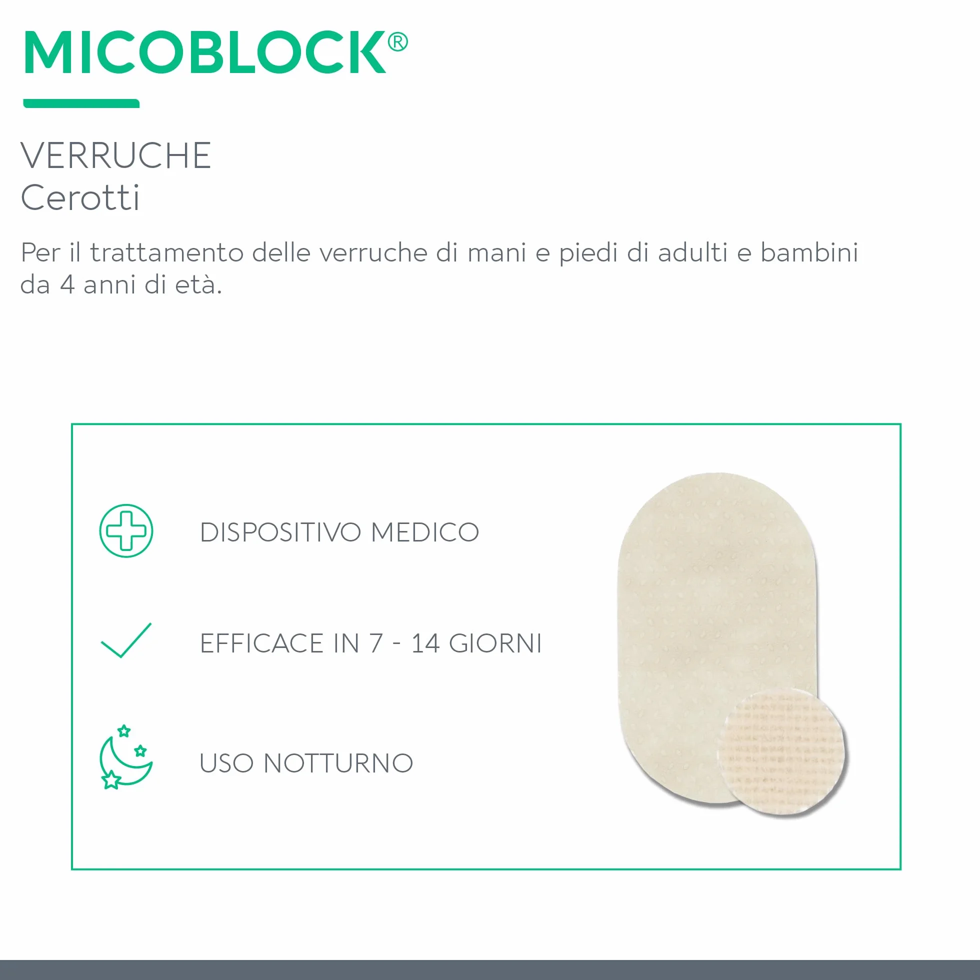Dermovitamina Micoblock 3in1 Cerotti Verruche Acido Salicilico Mani e Piedi Confezione 16+16