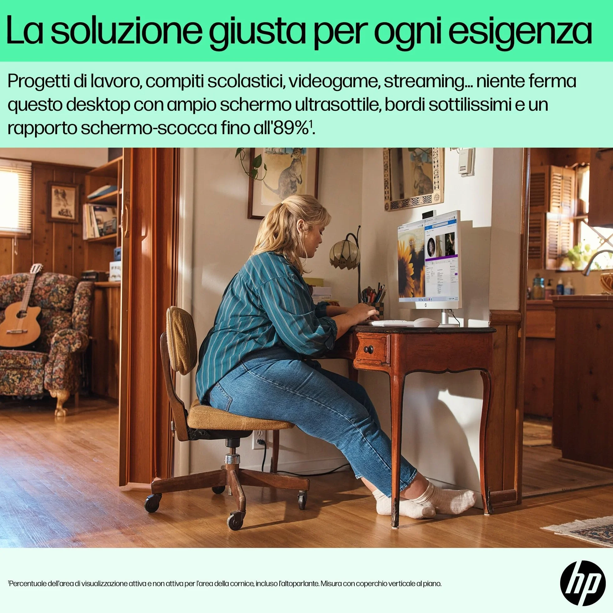 HP 24-cr0002sl All-in-One AMD Ryzen 3 7320U 8GB RAM LPDDR5 512GB SSD NVMe Display 23,8" FHD IPS Windows 11 Bianco