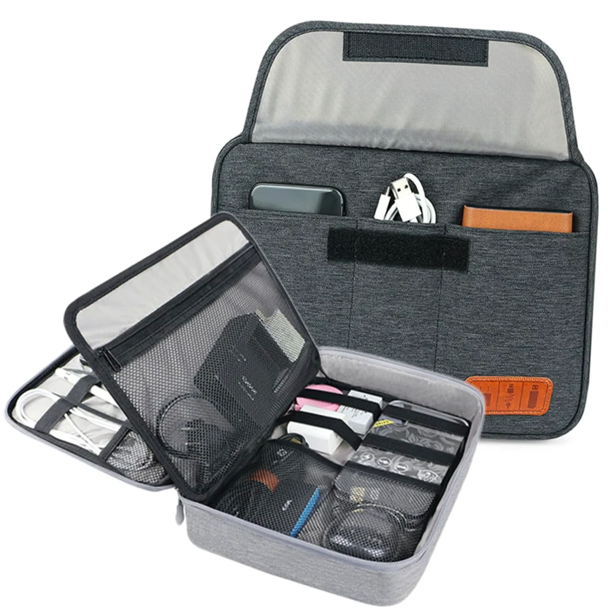 SOIMISS Borsa Porta Cavi Doppio Custodia per Dispositivi Elettronici e Digitali Organizer per Cavi Tasche per Cellulare e Tablet per Viaggio e Trasporto