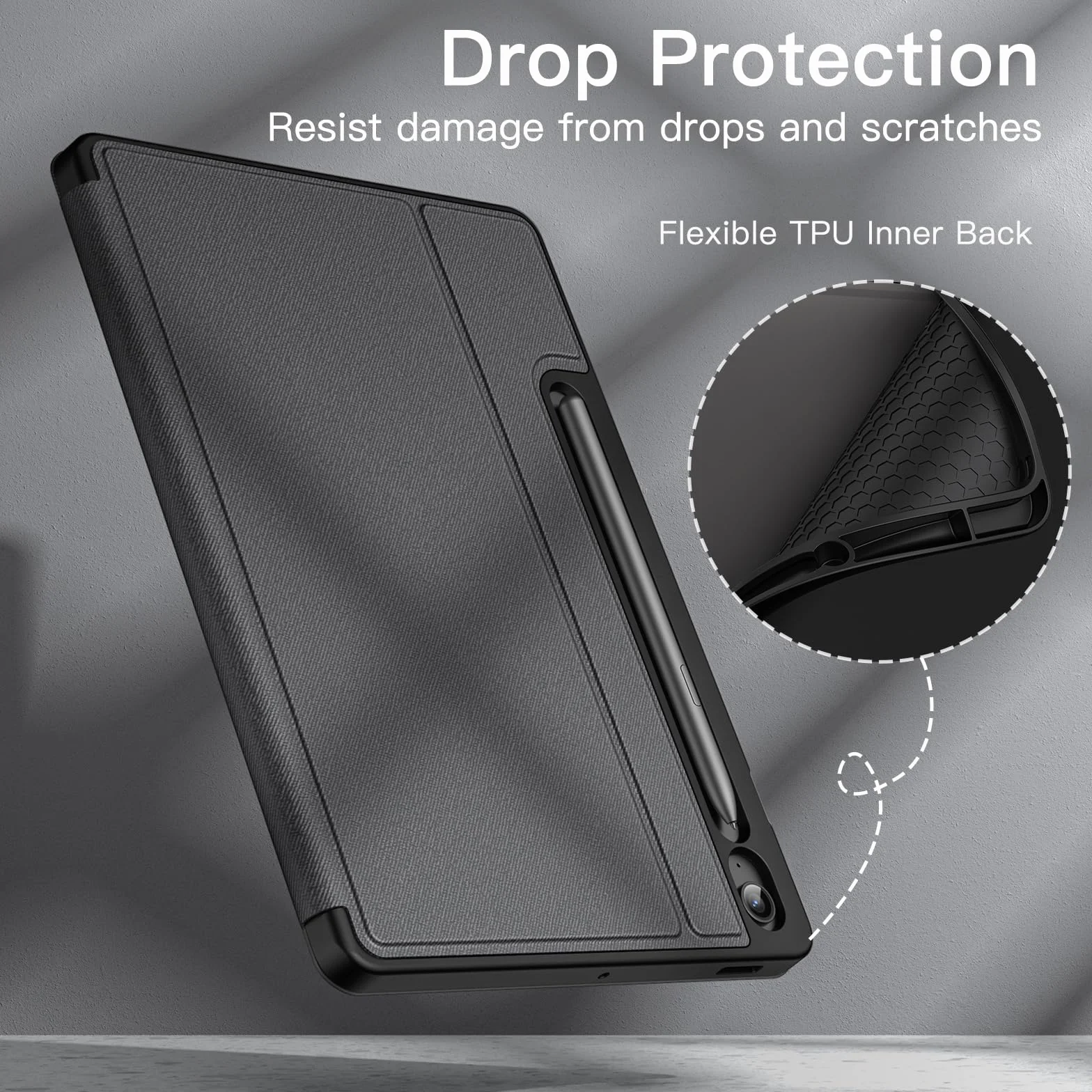 JETech Etui Samsung Galaxy Tab S10 Lite S10 FE S9 FE 10.9 Cali S Pen Holder Folio Stand Czarny