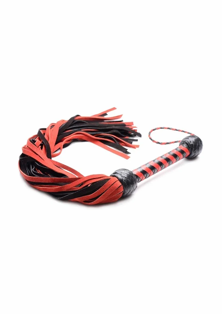 XR Brands Black Red Suede Flogger