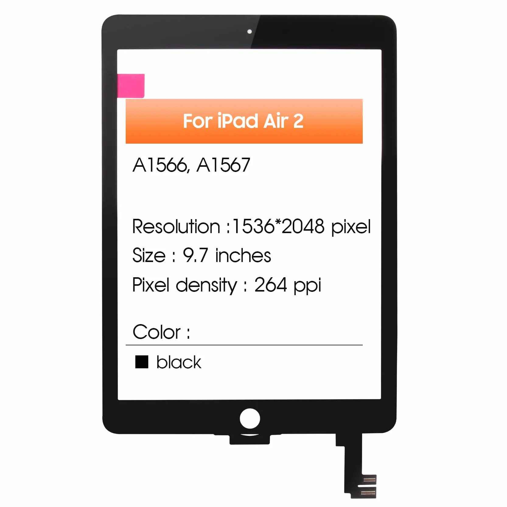 Schermo per iPad Air 2 9.7 A1566 A1567 Touch Screen per iPad Air 2nd Generazione Digitalizzatore Vetro Sensori Schermo Sostituzione Kit (nero)