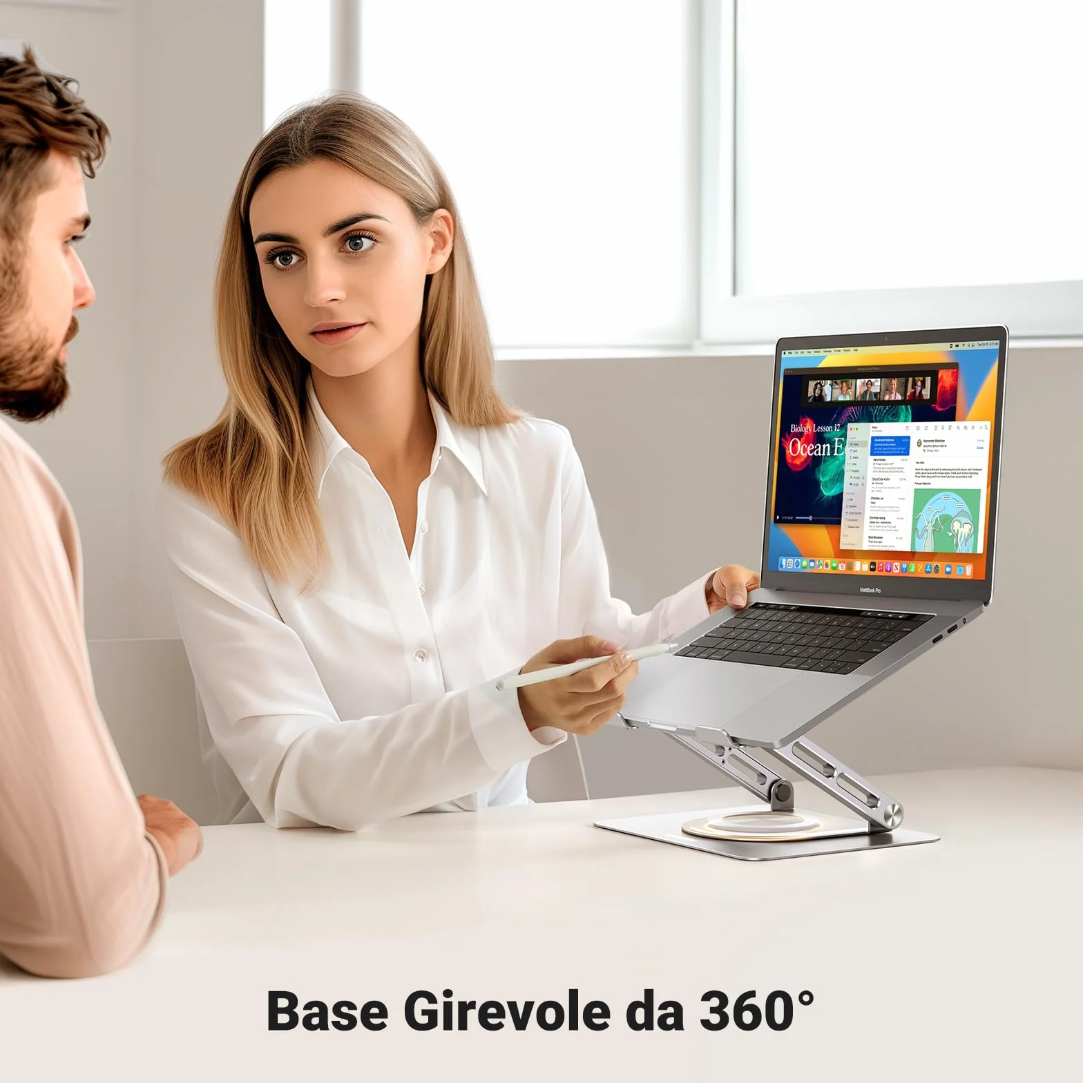 UGREEN Supporto per Laptop da Scrivania, Stand per PC Portabile Regolabile Ergonomico con Base Girevole a 360° Compatibile con MacBook Pro Air Notebook Fino a 17,3 Pollici