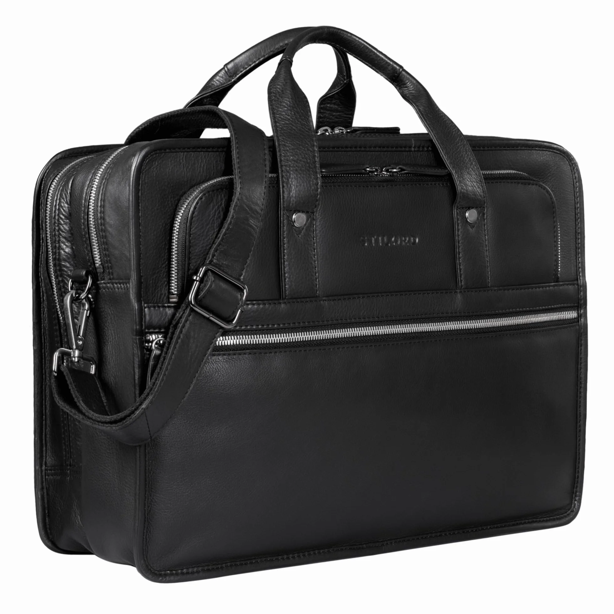 STILORD “Yves” Borsa Lavoro Uomo Pelle in Stile Vintage Ventiquattrore in Cuoio Rigida con Tracolla per PC da 15,6 Pollici Colore:marrone medio