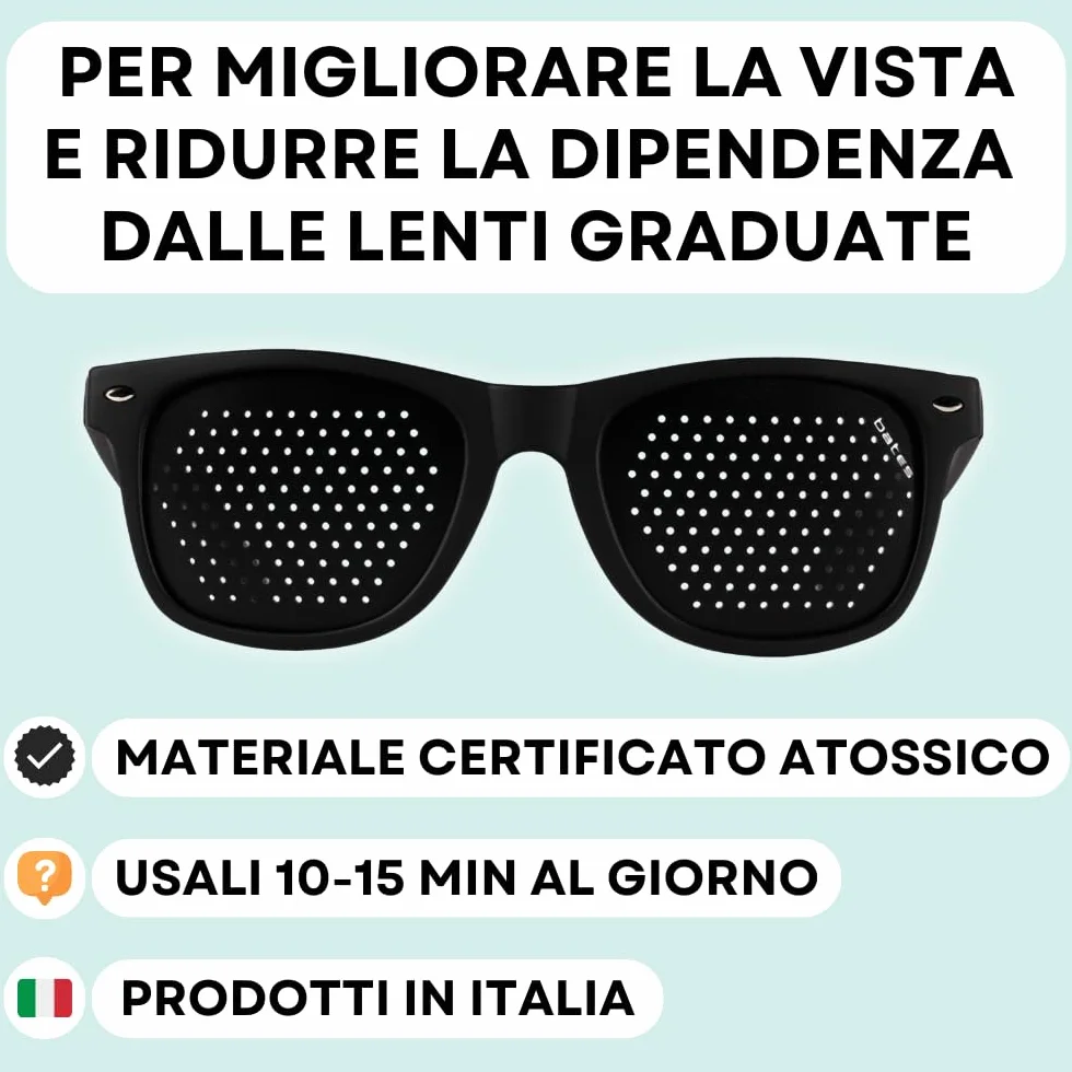 Occhiali Stenopeici Bates per Allenare la Vista Uomo Donna Made in Italy