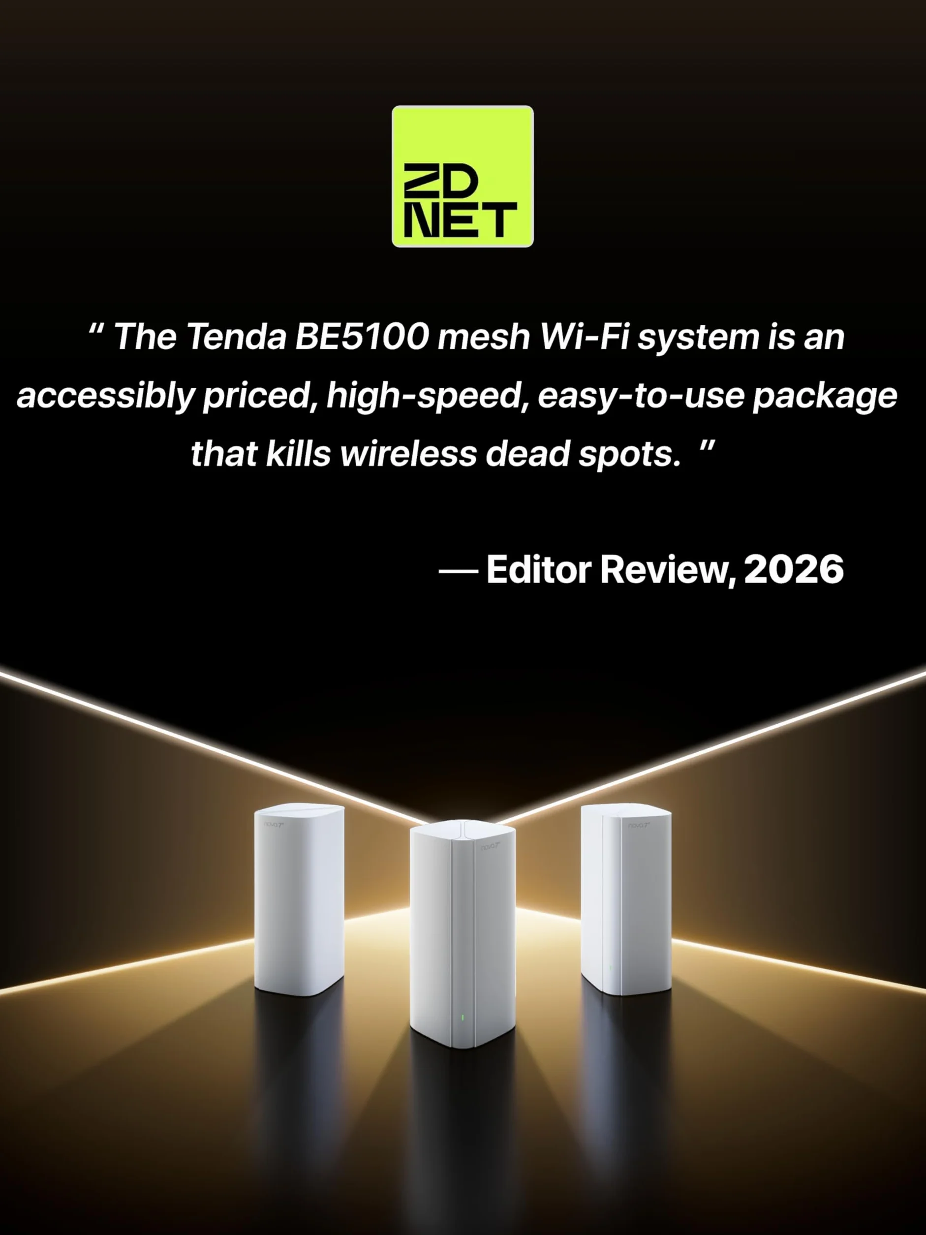 Tenda ME6 Pro Sistema Mesh WiFi 7 - BE5100 Dual Band (2.4GHz: 688Mbps, 5GHz: 4323Mbps), Ampia Copertura, 1×2.5G e 2×1G Porte Gigabit, Easy Mesh, Roaming Senza Interruzioni, VPN, NFC, Confezione da 3