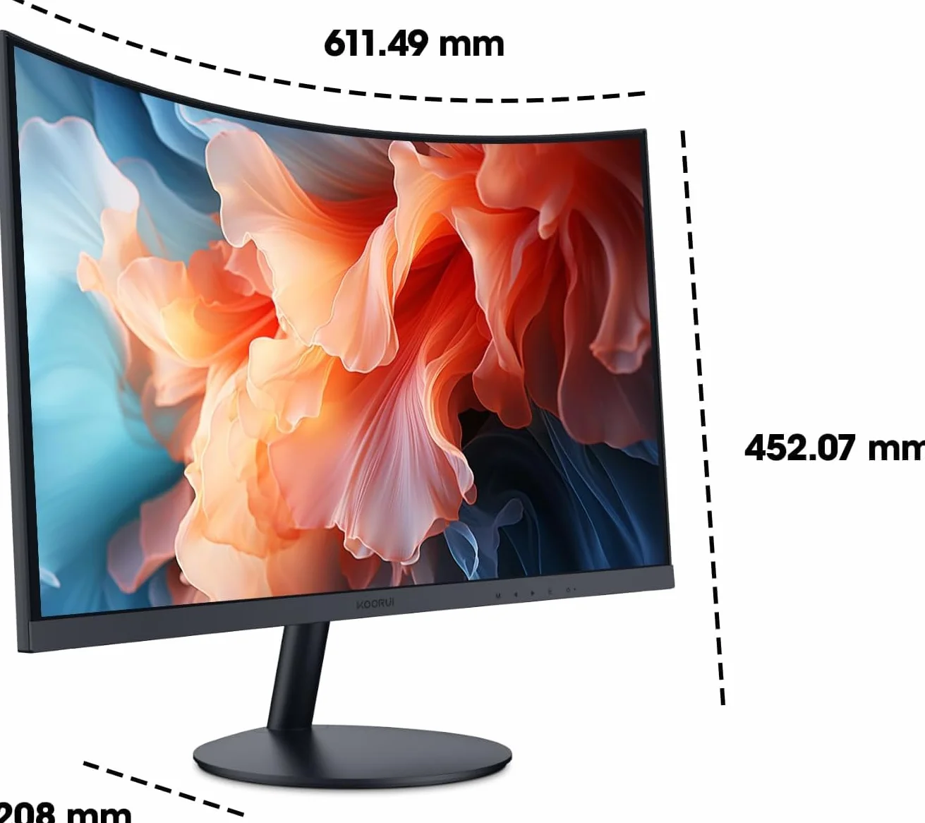 KOORUI Monitor 27 Pollici Curvo (1500R), Full HD (1920x1080), VA, 144 Hz, 5 ms, HDMI, VGA, Gaming Monitor, Eye Saver Mode, Flicker Safe, Nero, 27N5CA