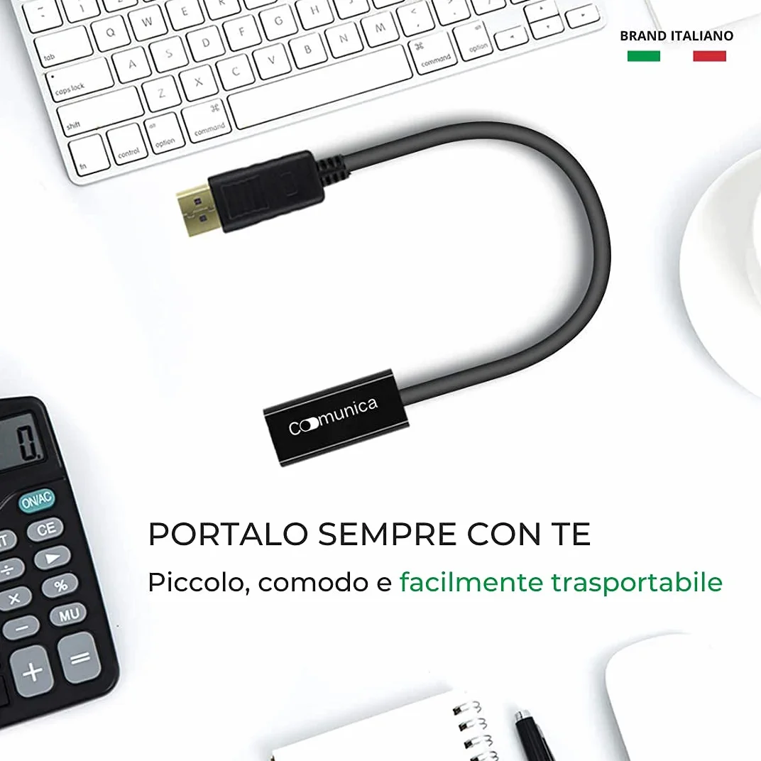 comunica Adattatore Hdmi Displayport, DP (Display Port) Maschio a Hdmi Femmina Risoluzione 4K Hdmi to Display Port Connettori Dorati