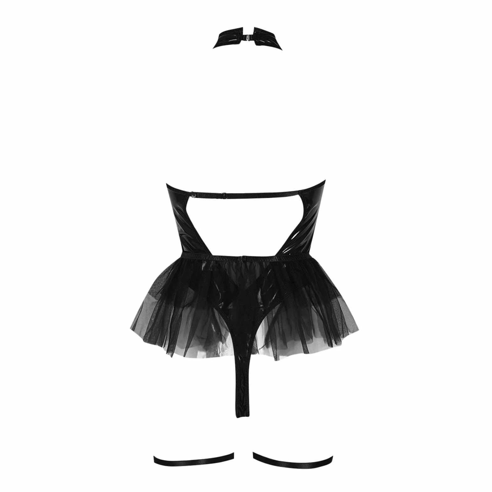 Vestito Latex Mini Donna Sexy Wetlook Verniciata V Profondo Bodycon Dress Aderente Metallizzato Clubwear Elasticità Erotico Festa Hot Curvy