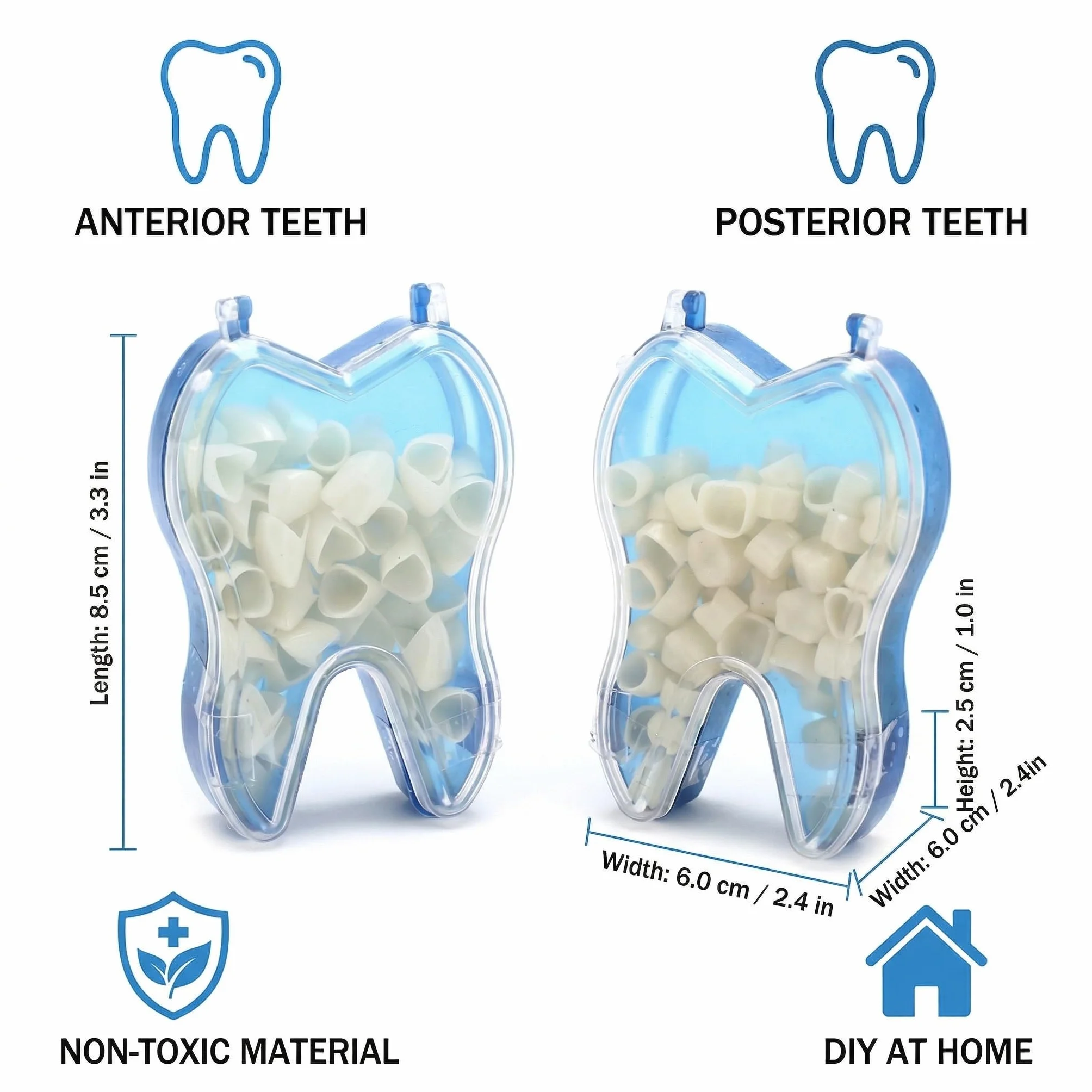 Corone Provvisorie 120 pezzi Dente Finto Provvisorio Set Cemento Dentale Halloween