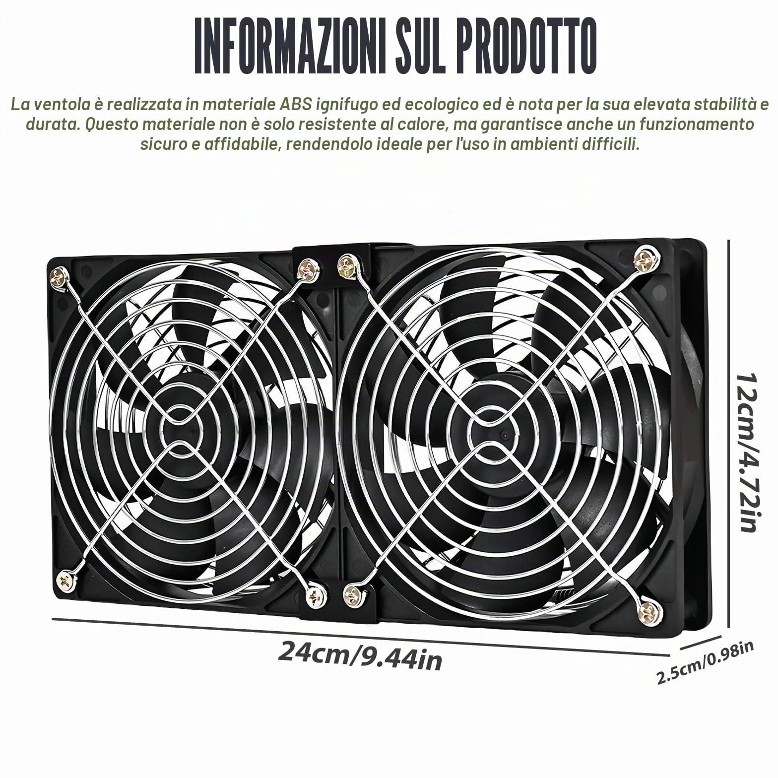 Ventola da 120 mm con controllo della velocità, 220 V, ventola di raffreddamento senza spazzole con copertura in metallo, grande volume d'aria, ventola di scarico silenziosa per computer