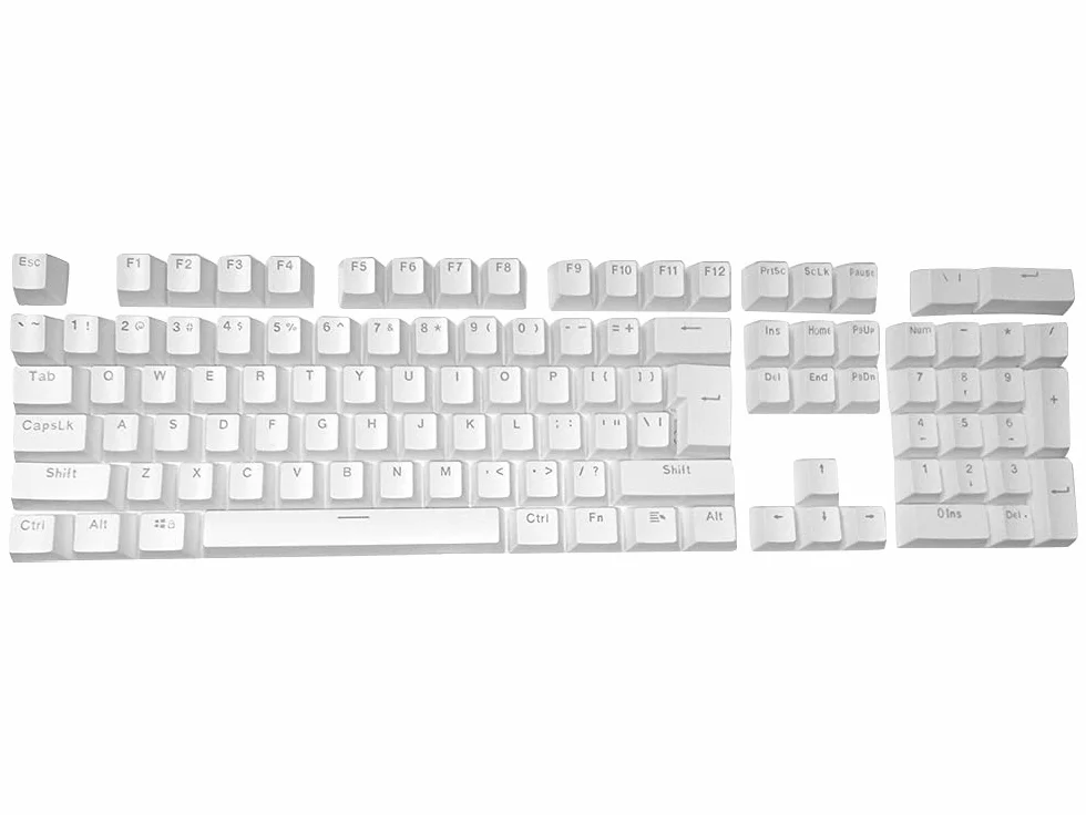 Universal 104 Keyset Keycap ABS Colorful Backlit Replacement Key Cap Cover per tastiera meccanica -White